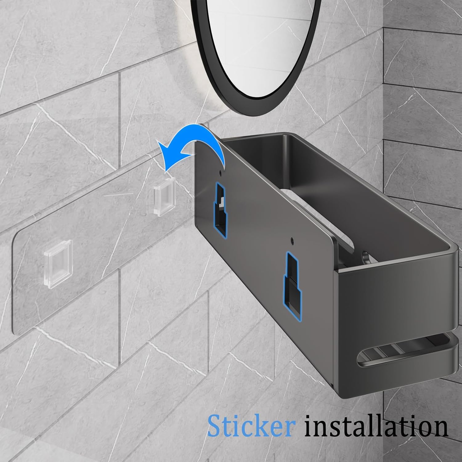 5-Piece Grey No-Drill Wall Mount Bathroom Storage Rack with Soap Dish & Toothbrush Holder, Multi-use for Kitchen