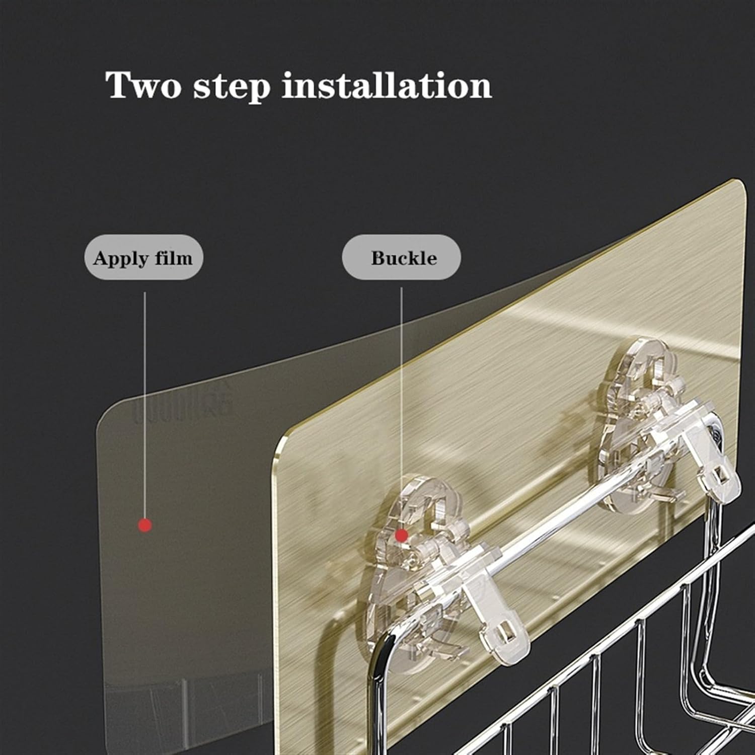Bathroom shelf, Adhesive Shower Caddy with Hooks, No Drilling Required, Ideal for Kitchen & Bathroom Sundries Storage