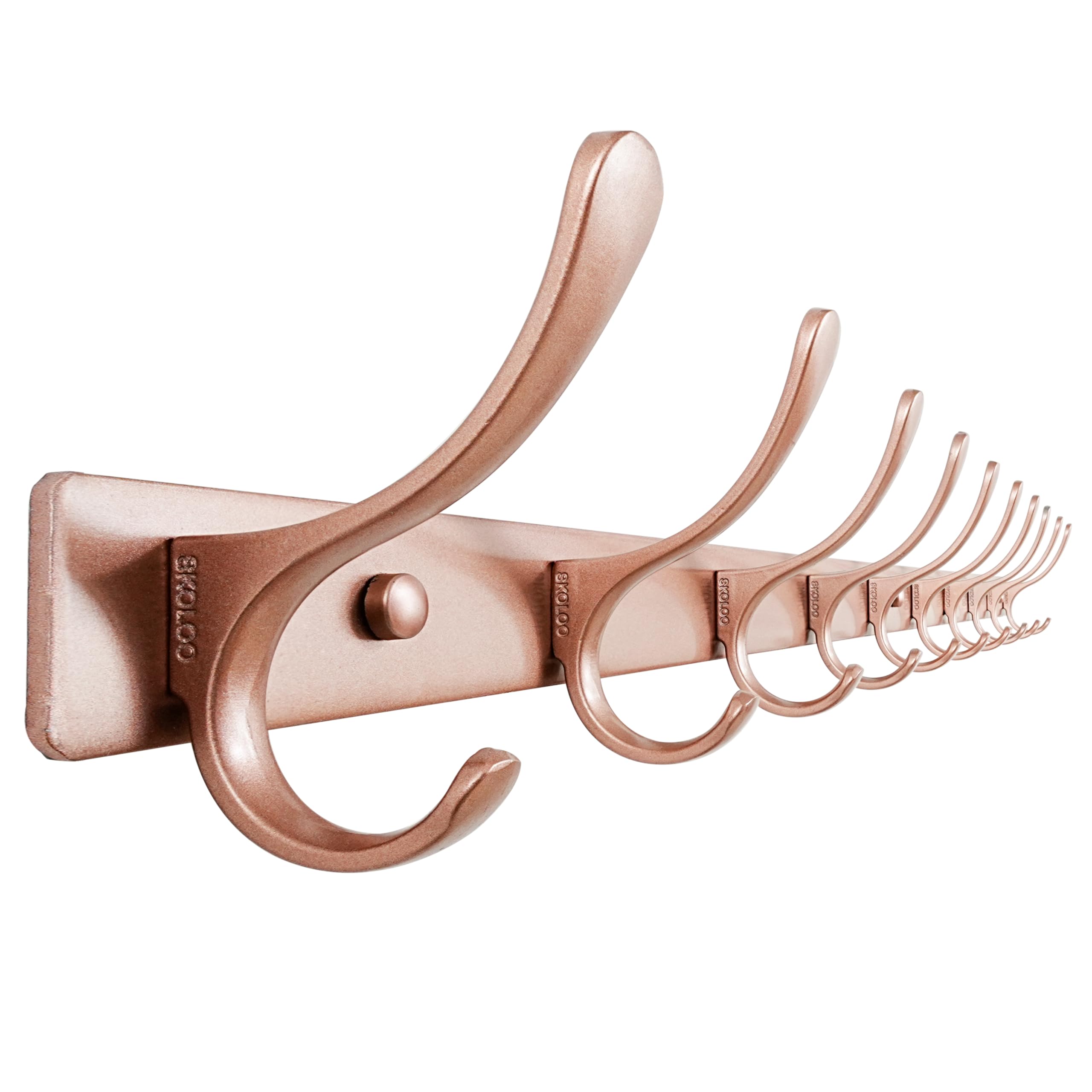 SKOLOO Coat Rack Wall Mounted - 10 Hooks, Heavy Duty, Stainless Steel, Metal Wall Coat Hanger, Sturdy Wall Hooks for Hanging Jacket, Clothes, Hat, Matte Grey