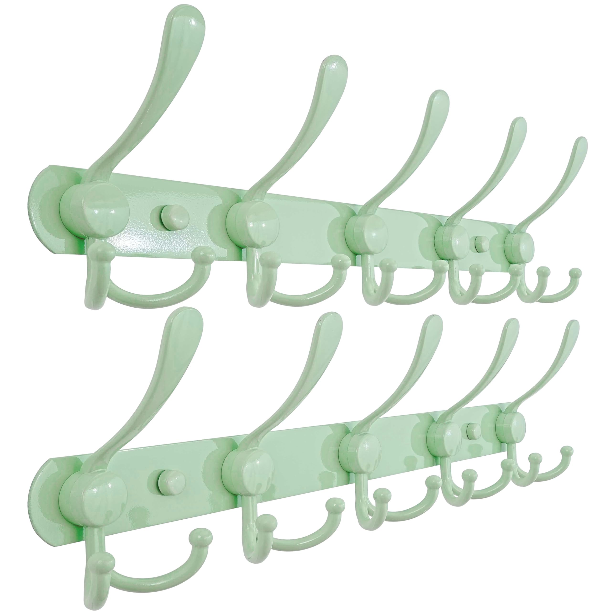 Dseap Coat Rack Wall Mount - 74cm Long 8-Tri-Hooks, Heavy Duty, Stainless Steel, Metal Coat Hanger Rail Wall Hooks for Coats Hats Clothing Clothes Purse Mudroom Entryway, Black