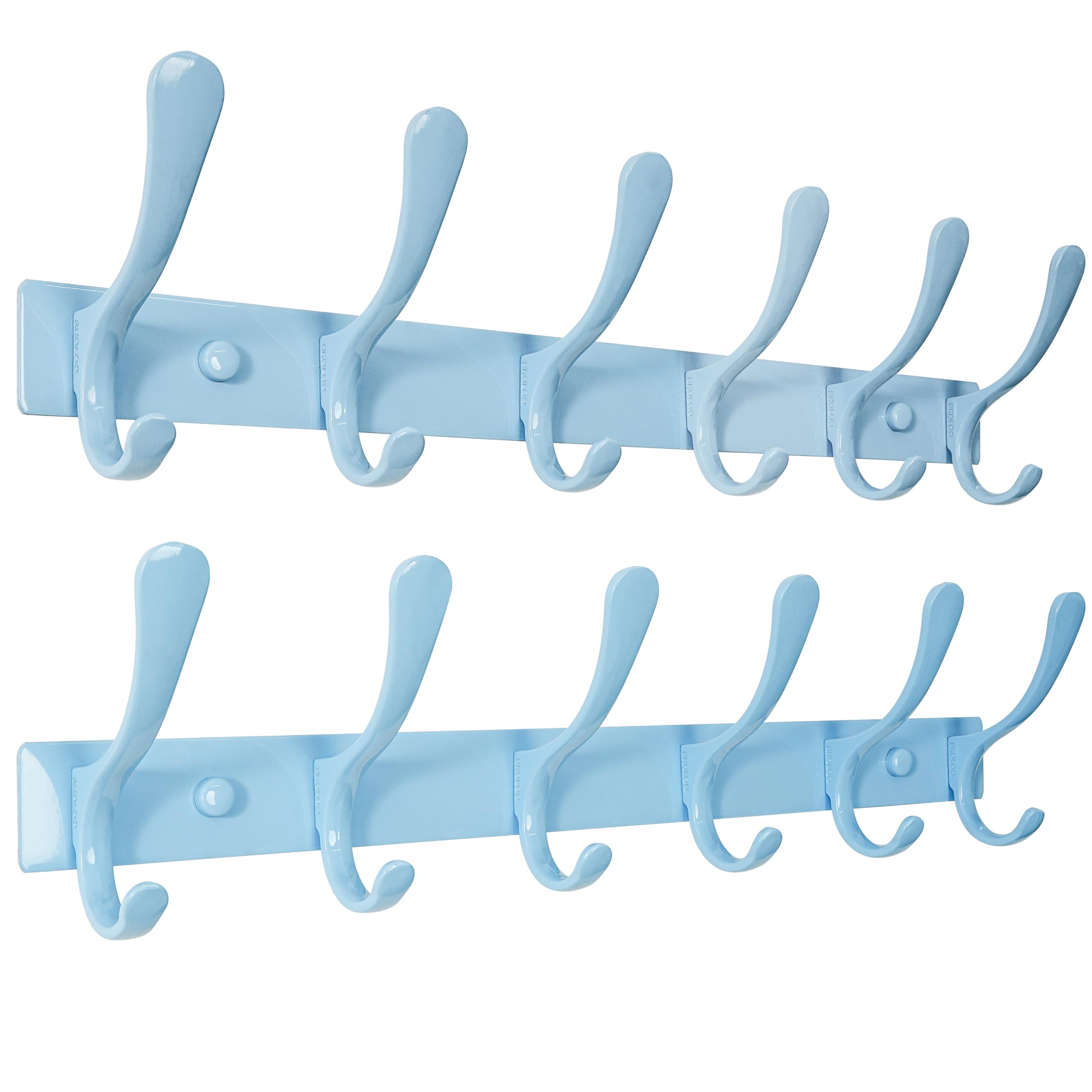 SKOLOO Coat Rack Wall Mounted - 10 Hooks, Heavy Duty, Stainless Steel, Metal Wall Coat Hanger, Sturdy Wall Hooks for Hanging Jacket, Clothes, Hat, Matte Grey