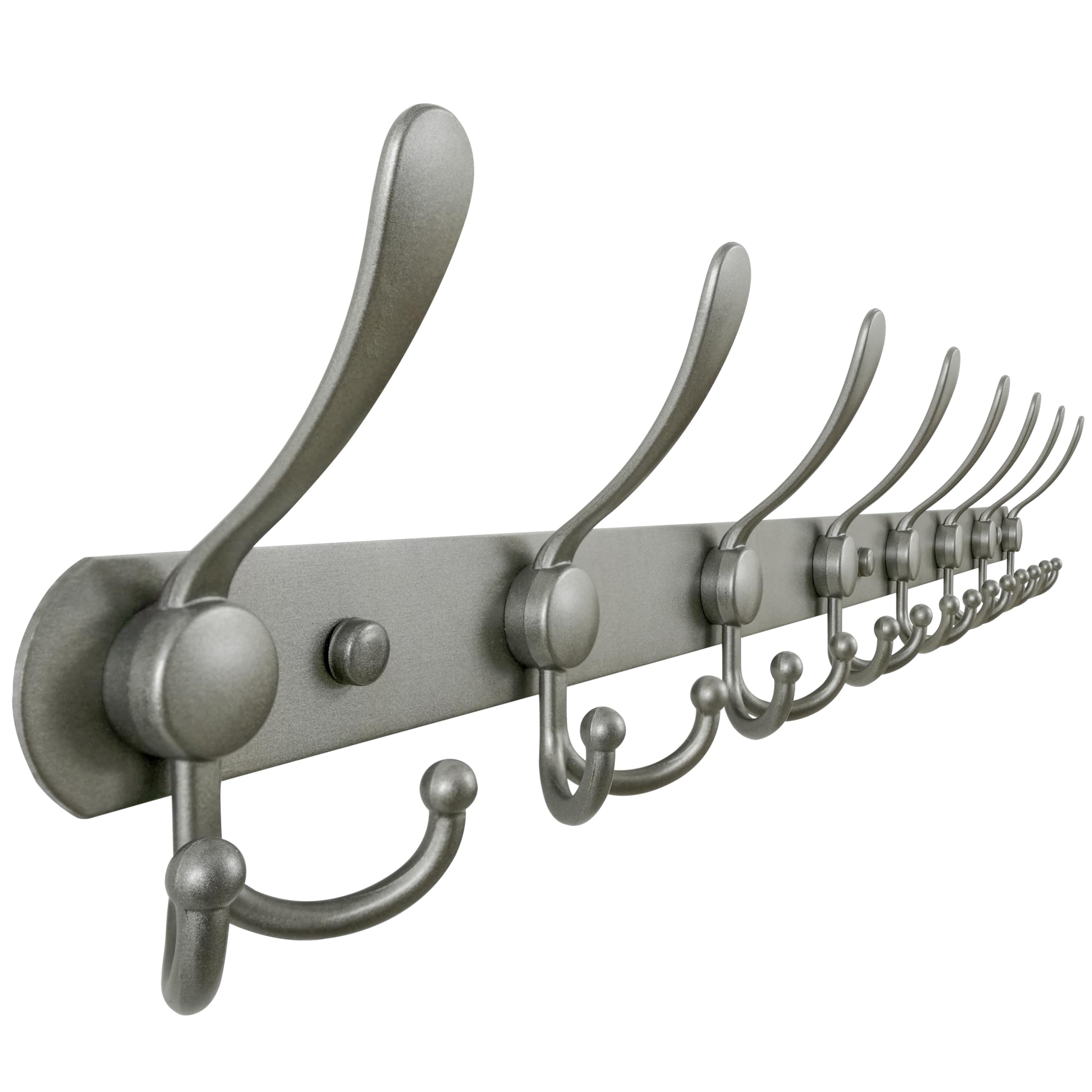 Dseap Coat Rack Wall Mount - 74cm Long 8-Tri-Hooks, Heavy Duty, Stainless Steel, Metal Coat Hanger Rail Wall Hooks for Coats Hats Clothing Clothes Purse Mudroom Entryway, Black