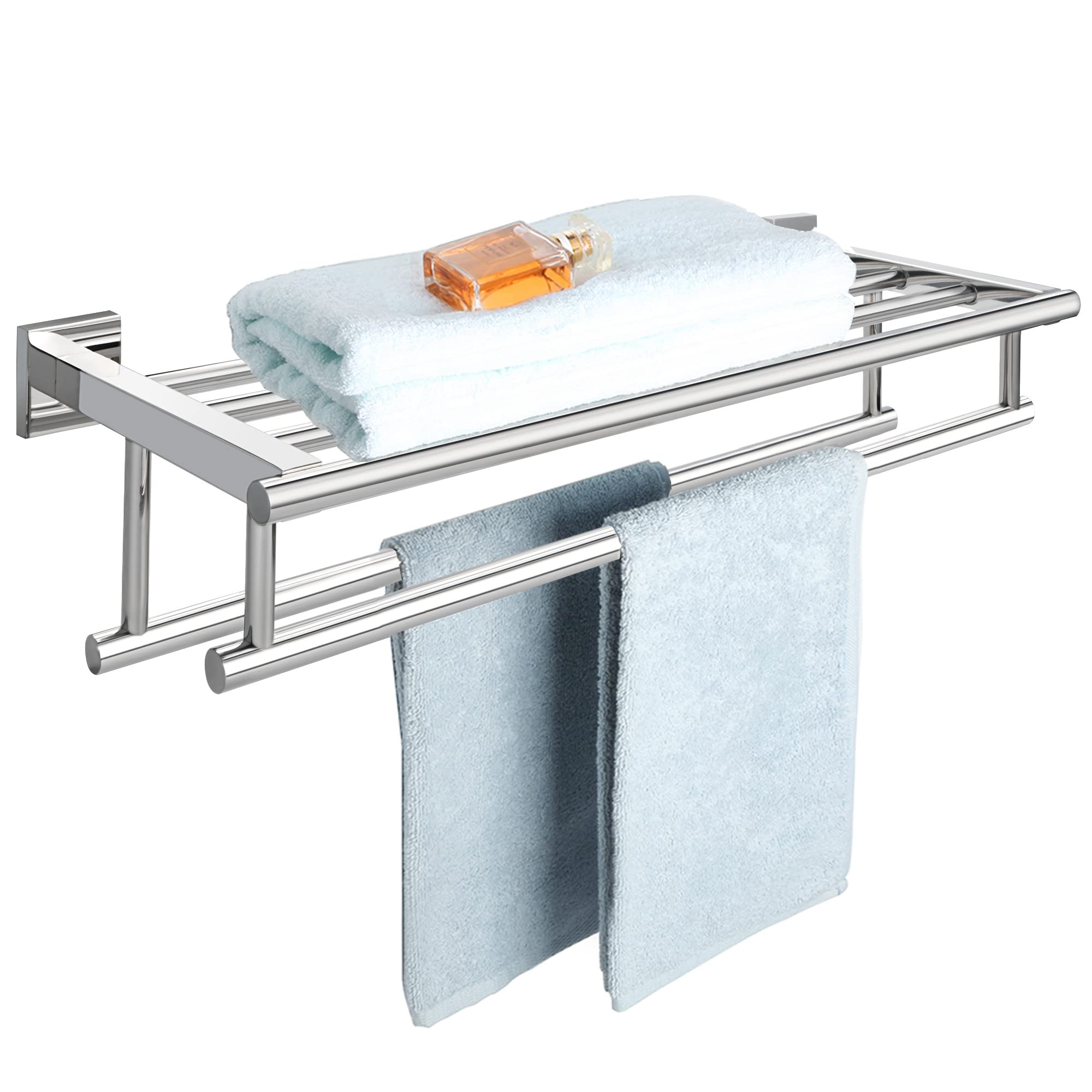 Sayayo Towel Rail Wall Mounted Chrome Bathroom Towel Shelf 16-Inch Towel Holder, SUS304 Stainless Steel Towel Rack, EGZ8040-C