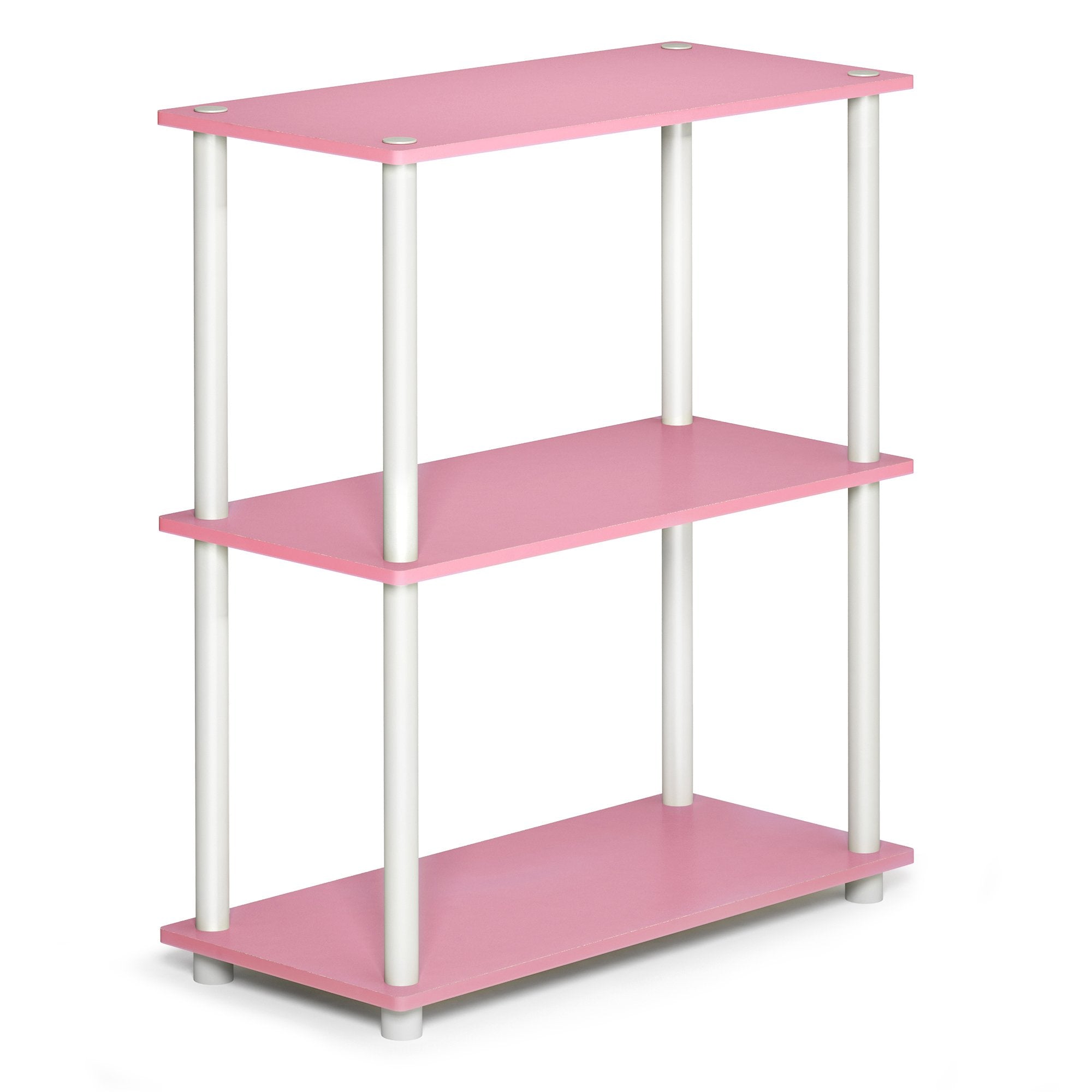 Furinno TURN-N-TUBE Storage Shelves, 3-Tier Book Shelf, Corner Shelf, Toolless Open Shelves, for Organization and Storage, Living Room, Garage, Home Office, Beech