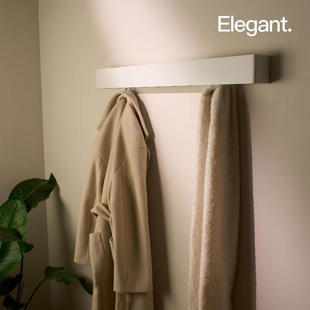 Designfactory Hamburg Coat Hooks Wall Mounted | Metal Clothes Rail | Coat Rack | Coat Hook for Wall | Modern Coat Hanger with Hidden Hooks | 80 cm | Matt White
