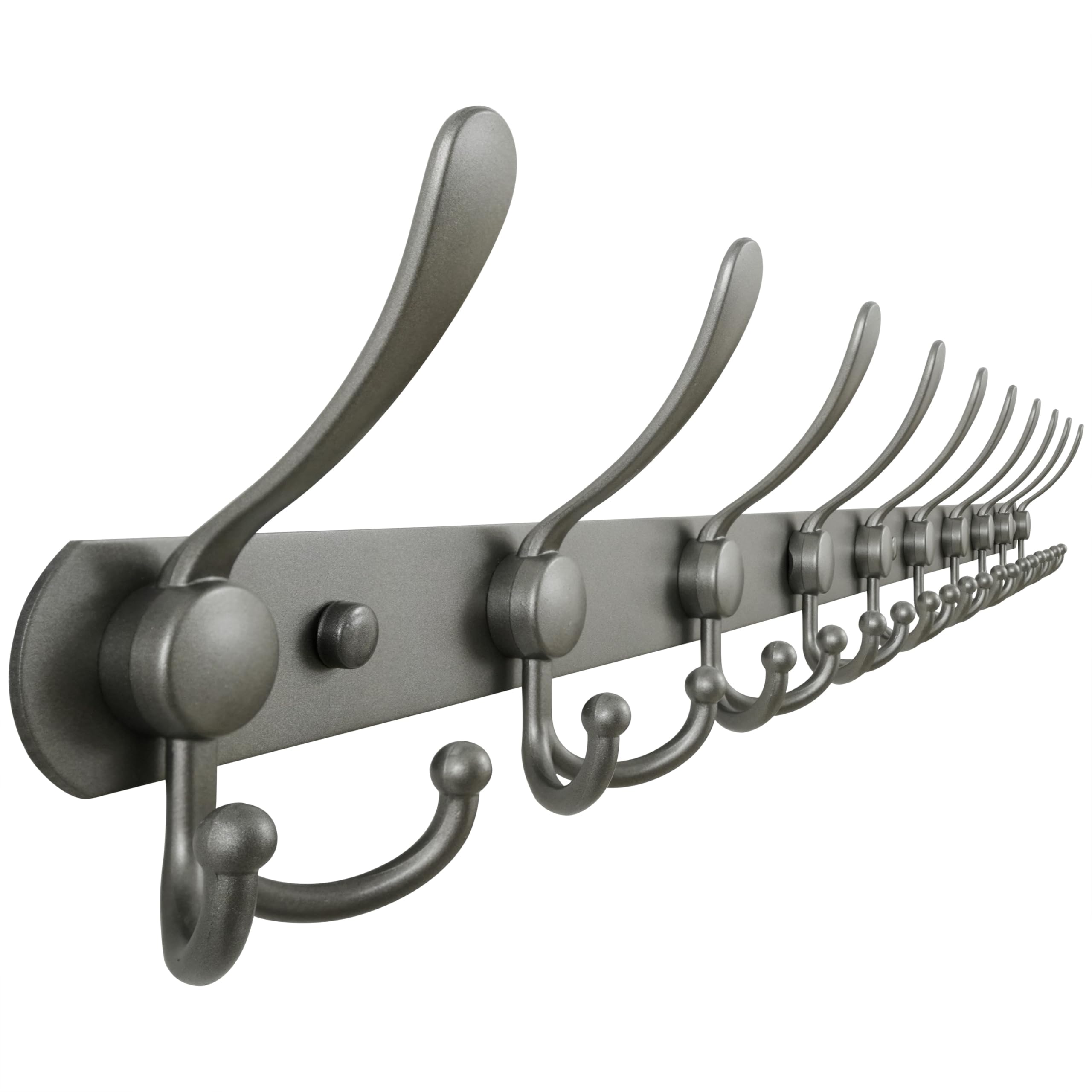 Dseap Coat Rack Wall Mount - 74cm Long 8-Tri-Hooks, Heavy Duty, Stainless Steel, Metal Coat Hanger Rail Wall Hooks for Coats Hats Clothing Clothes Purse Mudroom Entryway, Black