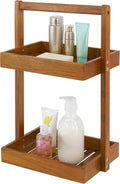 Utoplike Teak Shower Caddy Corner, 3 Tier Standing Organiser Shelf with Handle, Wooden Basket for Shampoo, towel in Bathroom, Livingroom, Office, Kitchen Desktop