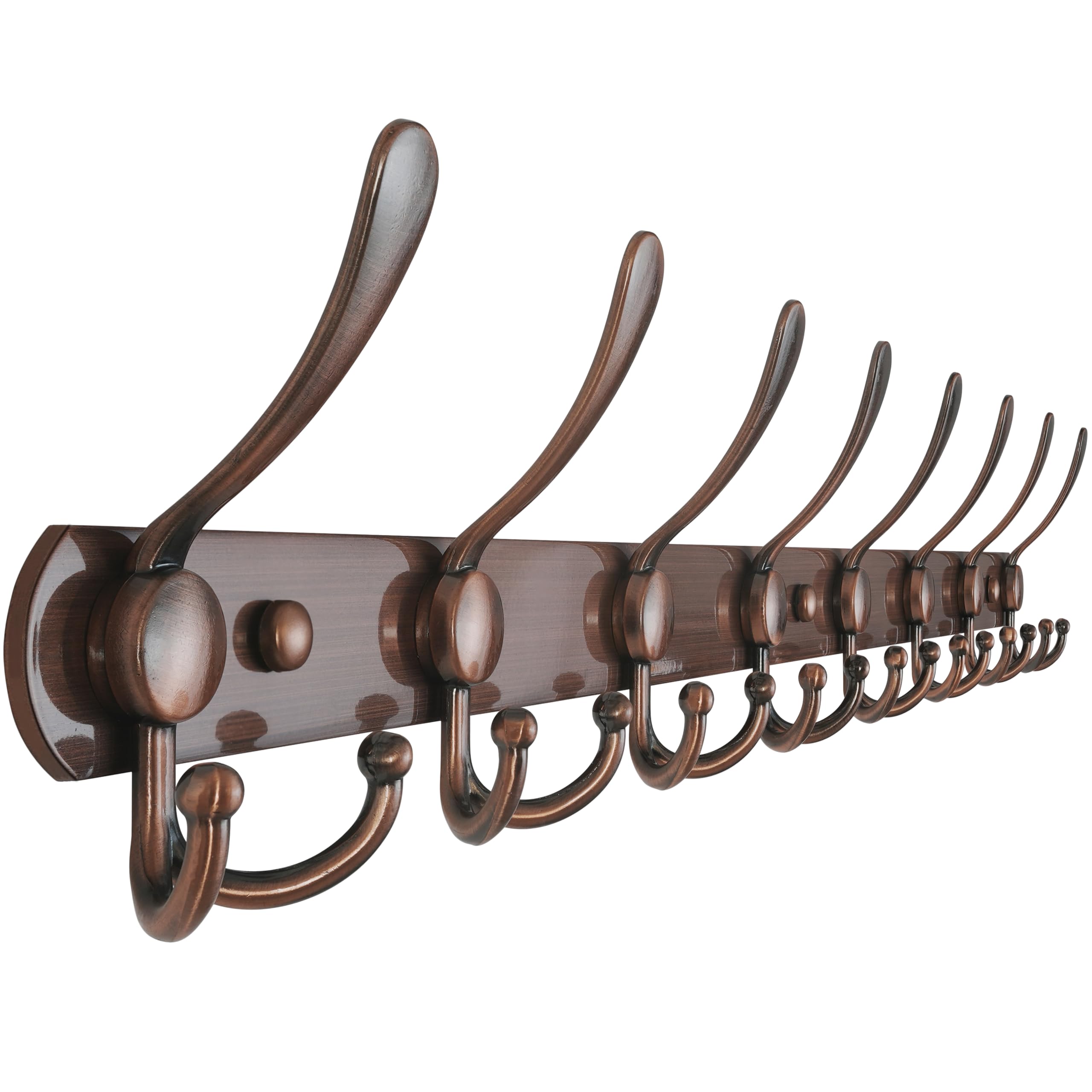 Dseap Coat Rack Wall Mount - 74cm Long 8-Tri-Hooks, Heavy Duty, Stainless Steel, Metal Coat Hanger Rail Wall Hooks for Coats Hats Clothing Clothes Purse Mudroom Entryway, Black