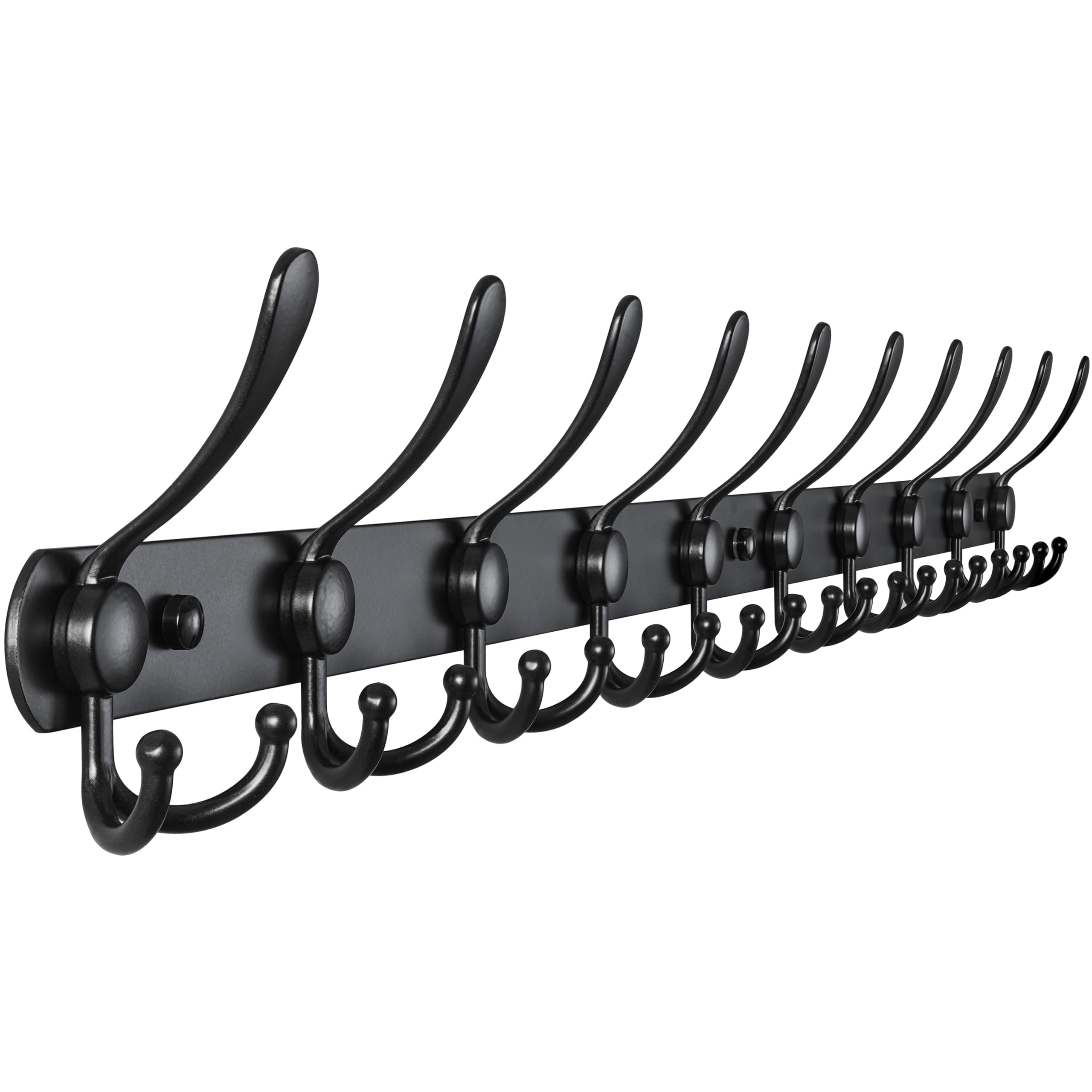 Dseap Coat Rack Wall Mount - 74cm Long 8-Tri-Hooks, Heavy Duty, Stainless Steel, Metal Coat Hanger Rail Wall Hooks for Coats Hats Clothing Clothes Purse Mudroom Entryway, Black