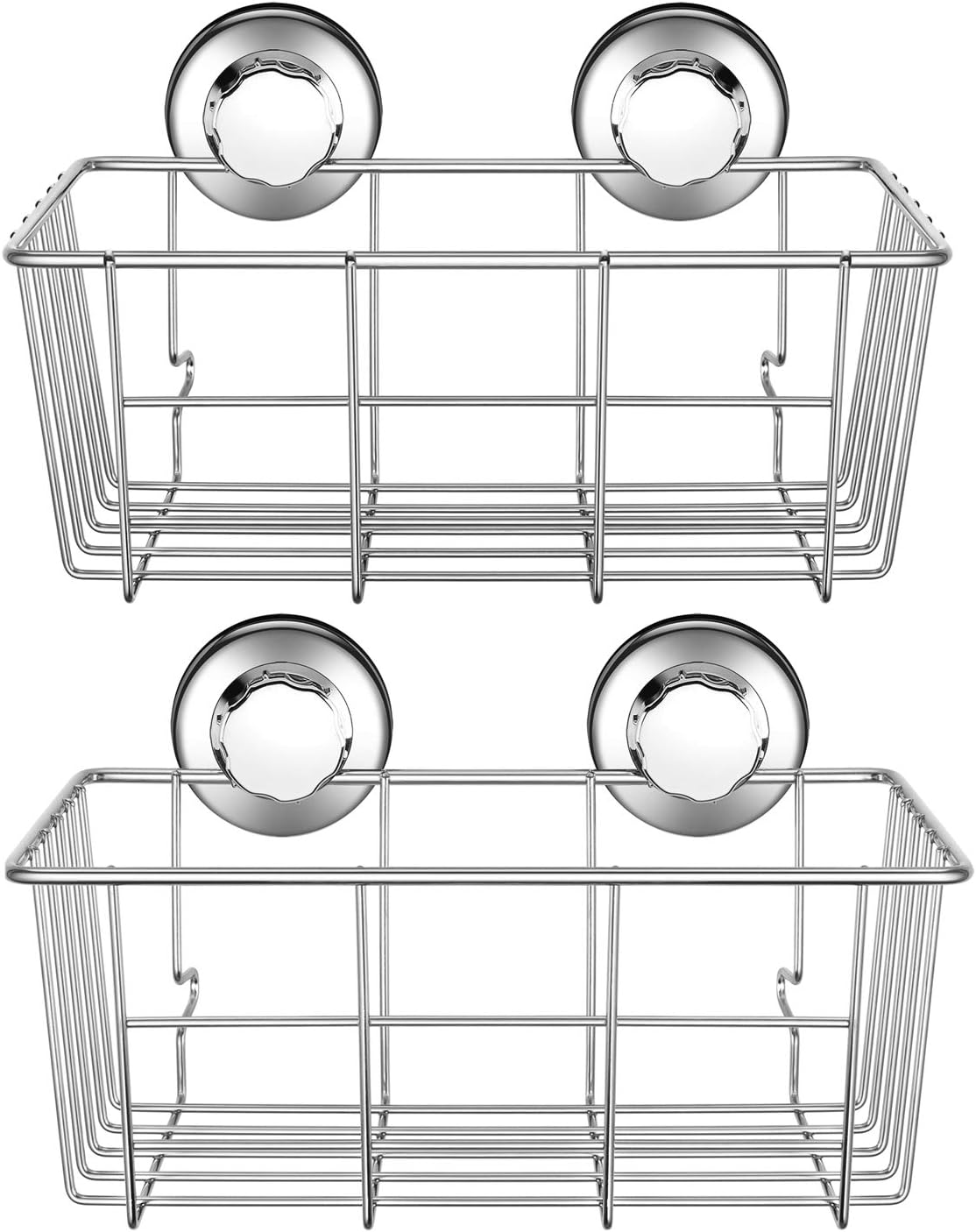 iPEGTOP Suction Cup Deep Shower Caddy Bath Wall Shelf for Large Shampoo Shower Gel Holder Bathroom Storage - Rustproof Stainless Steel, 2 Pack