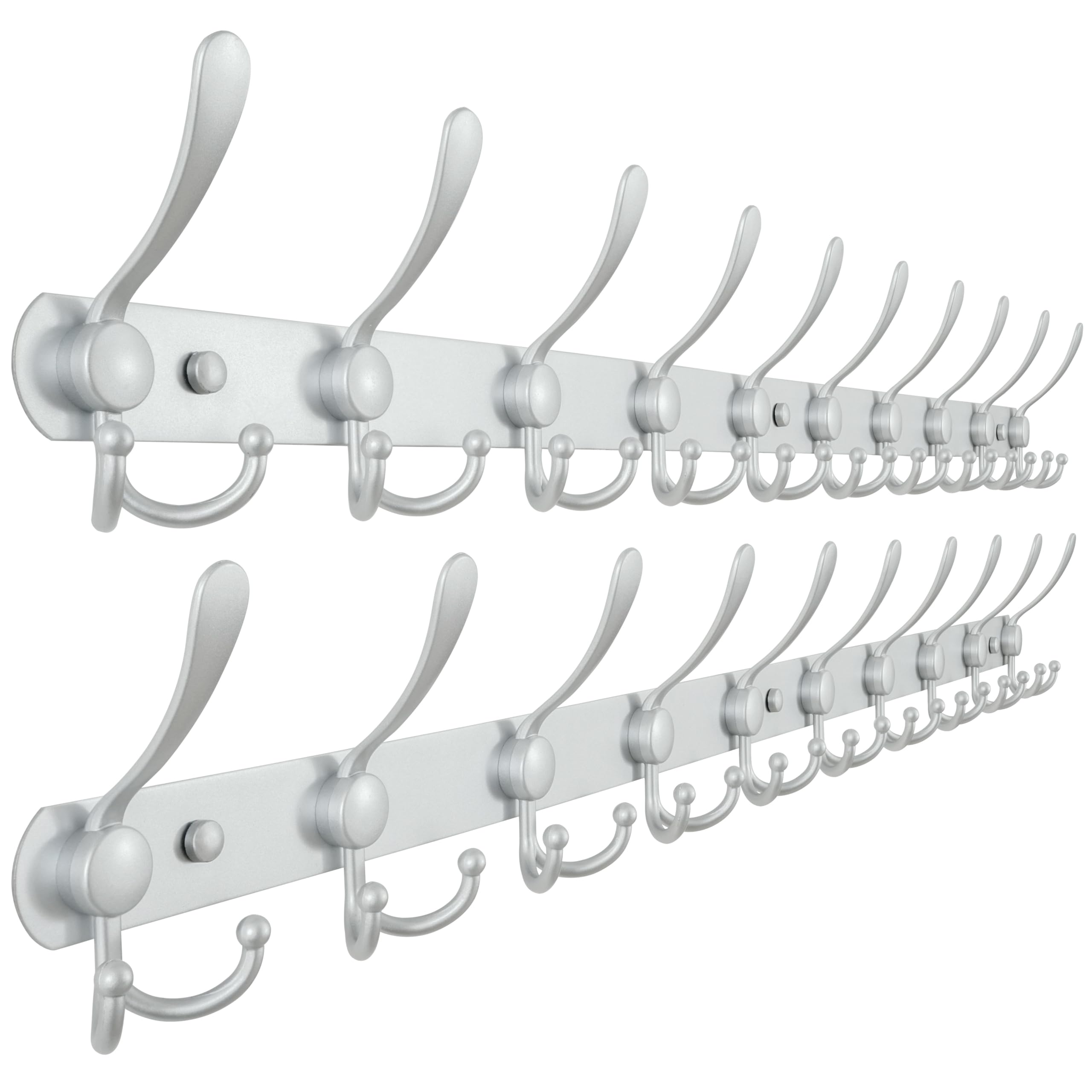 Dseap Coat Rack Wall Mount - 74cm Long 8-Tri-Hooks, Heavy Duty, Stainless Steel, Metal Coat Hanger Rail Wall Hooks for Coats Hats Clothing Clothes Purse Mudroom Entryway, Black