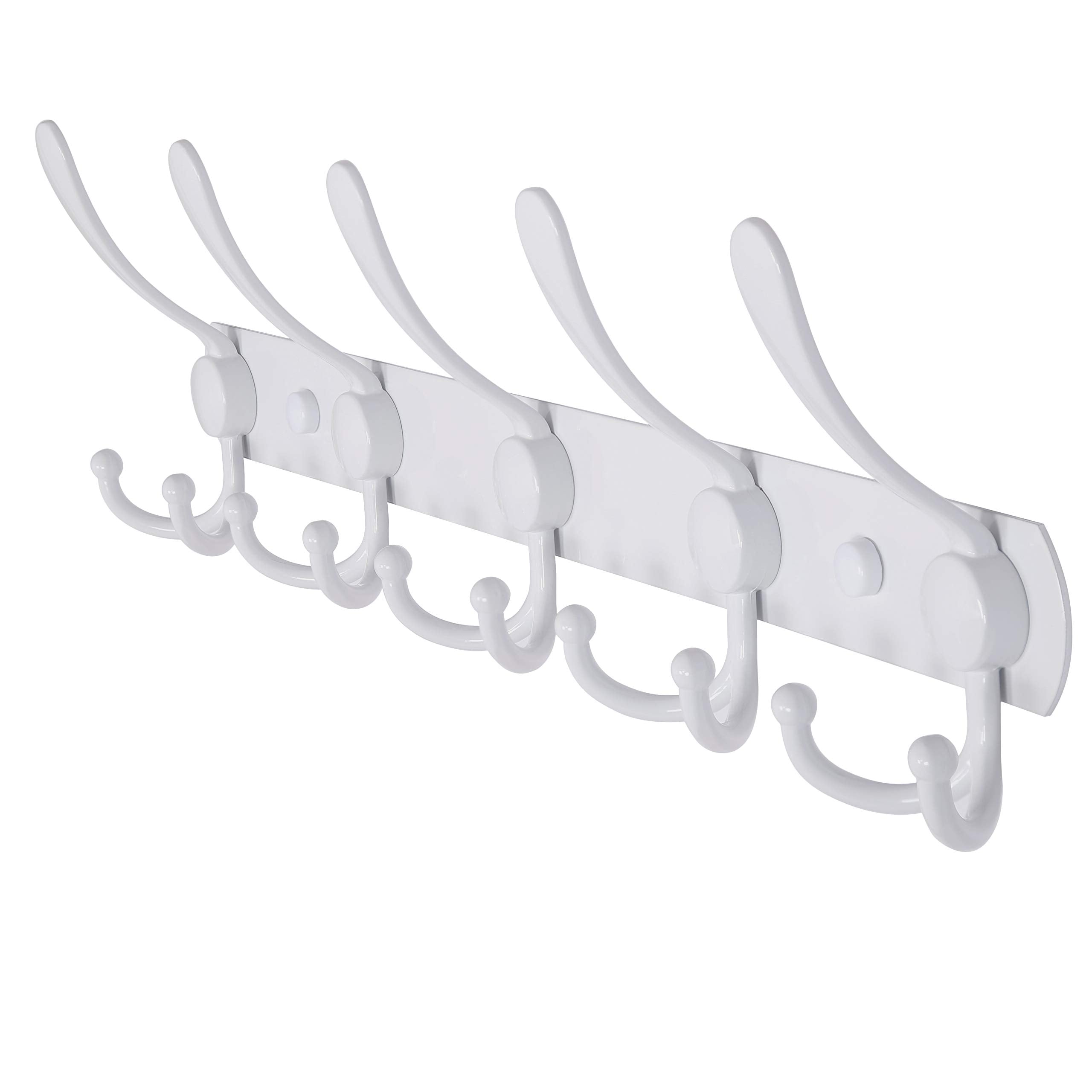 Dseap Coat Rack Wall Mount - 74cm Long 8-Tri-Hooks, Heavy Duty, Stainless Steel, Metal Coat Hanger Rail Wall Hooks for Coats Hats Clothing Clothes Purse Mudroom Entryway, Black