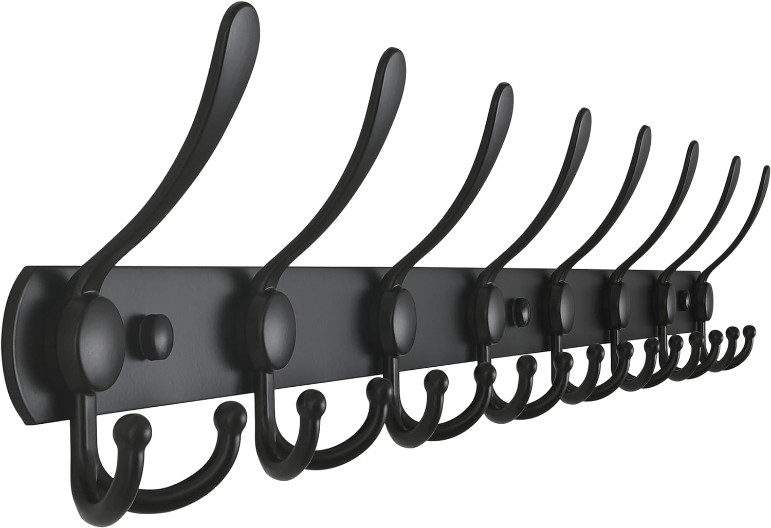 Dseap Coat Rack Wall Mount - 74cm Long 8-Tri-Hooks, Heavy Duty, Stainless Steel, Metal Coat Hanger Rail Wall Hooks for Coats Hats Clothing Clothes Purse Mudroom Entryway, Black