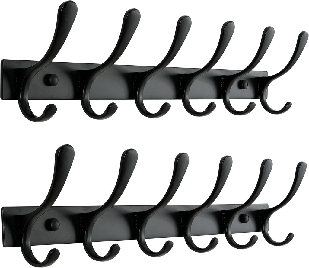 SKOLOO Coat Rack Wall Mounted - 10 Hooks, Heavy Duty, Stainless Steel, Metal Wall Coat Hanger, Sturdy Wall Hooks for Hanging Jacket, Clothes, Hat, Matte Grey