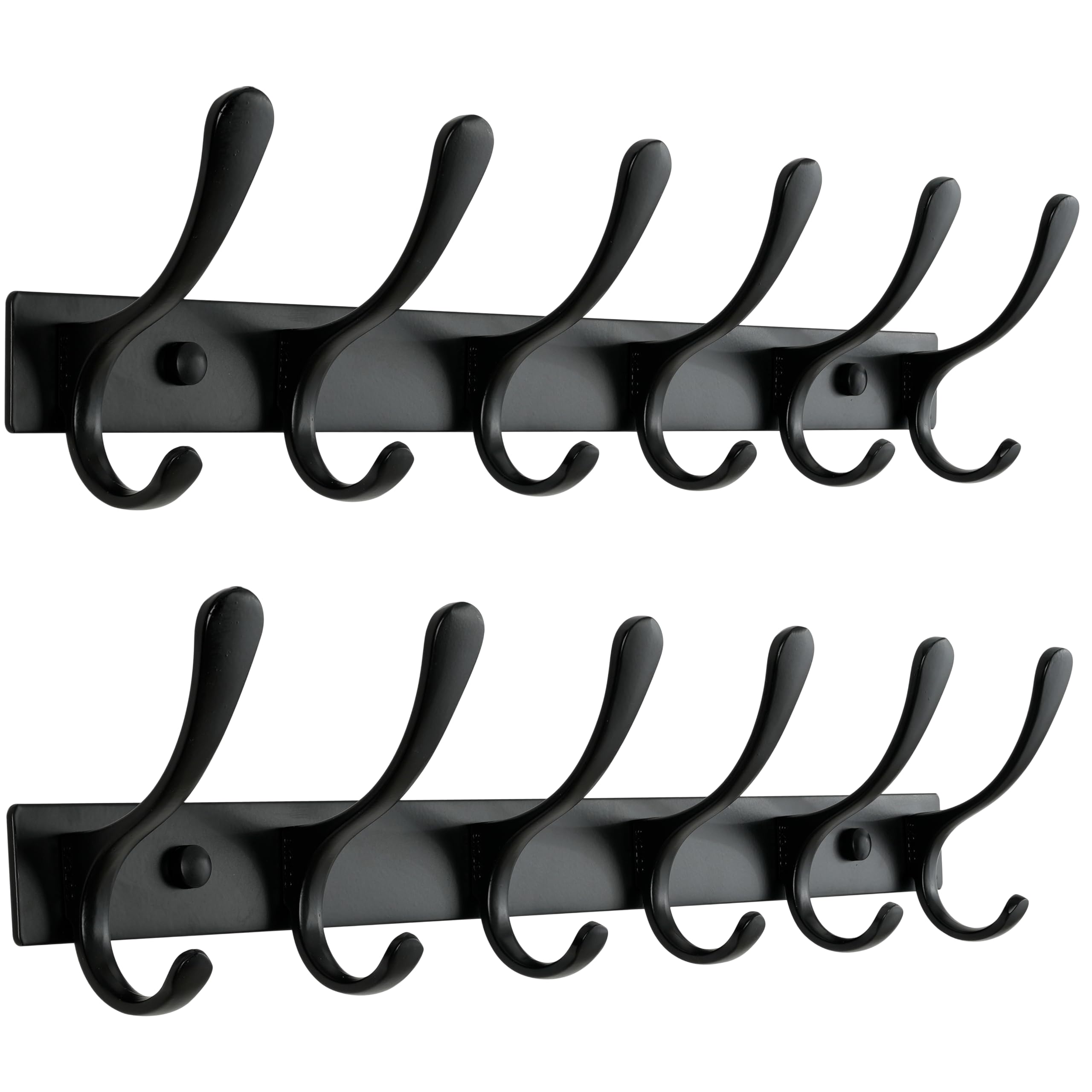 SKOLOO Coat Rack Wall Mounted - 10 Hooks, Heavy Duty, Stainless Steel, Metal Wall Coat Hanger, Sturdy Wall Hooks for Hanging Jacket, Clothes, Hat, Matte Grey