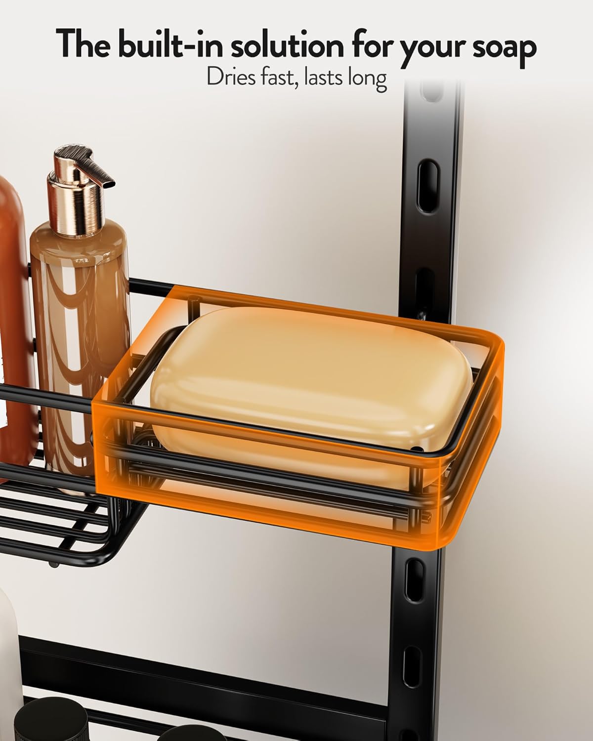 Orimade Over the Door Shower Caddy Adjustable Hanging Organizer Shelf Rustproof with Hook,Shampoo Holder Bathroom Shelf with Soap Holder,Shower Basket with Suction Cup Extra Large, 5 Tier (US Patent)