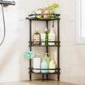 HapiRm Freestanding Shower Caddy Corner- 4-Tier Rustproof Shower Corner Shelves with Soap Tray and 4 Hooks, Space-Saving Bathroom Caddy for Bathroom Organiser with 4 Adjustable Feet and Hook