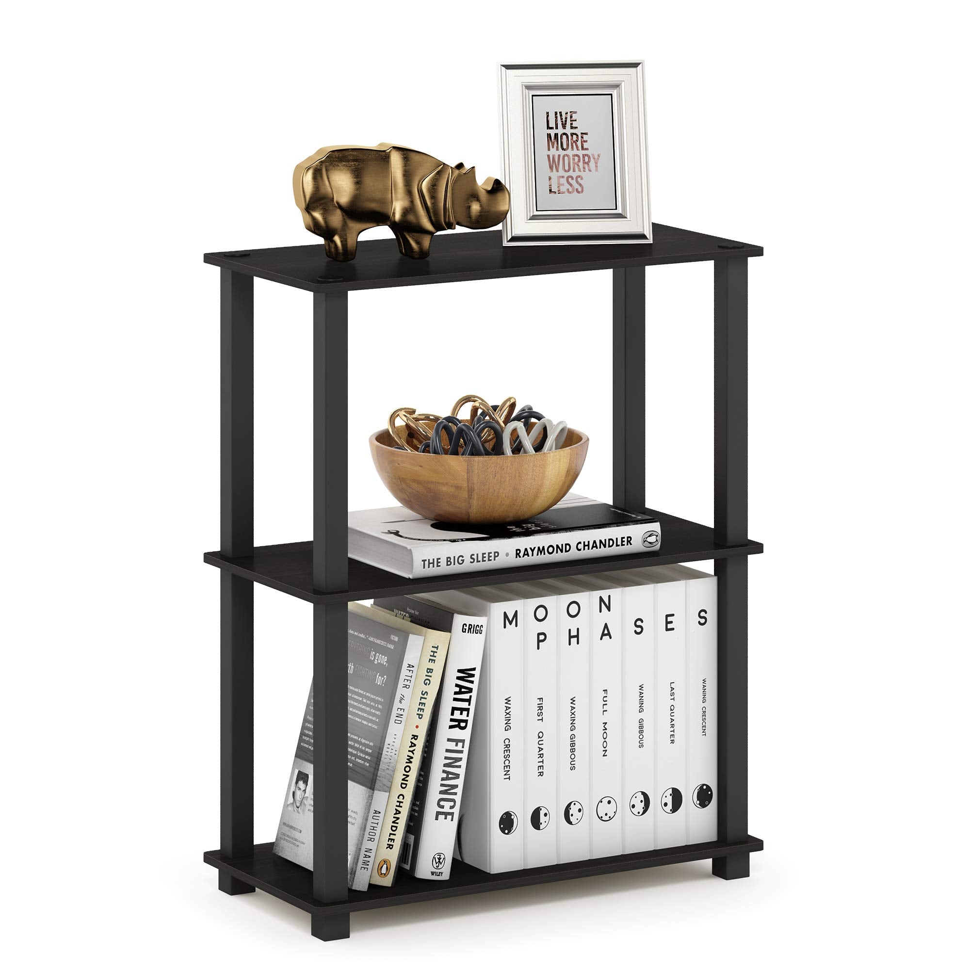 Furinno TURN-N-TUBE Storage Shelves, 3-Tier Book Shelf, Corner Shelf, Toolless Open Shelves, for Organization and Storage, Living Room, Garage, Home Office, Beech