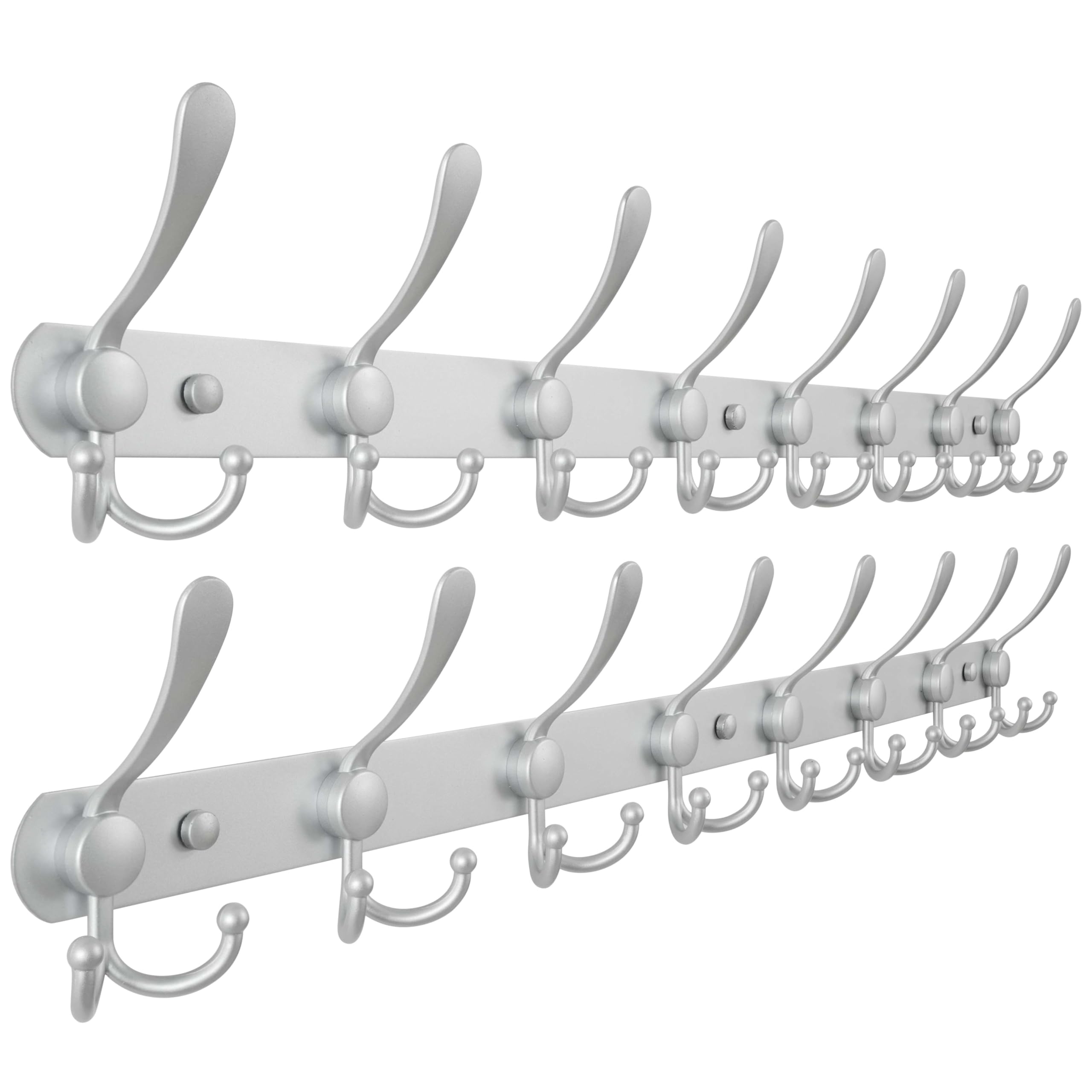 Dseap Coat Rack Wall Mount - 74cm Long 8-Tri-Hooks, Heavy Duty, Stainless Steel, Metal Coat Hanger Rail Wall Hooks for Coats Hats Clothing Clothes Purse Mudroom Entryway, Black