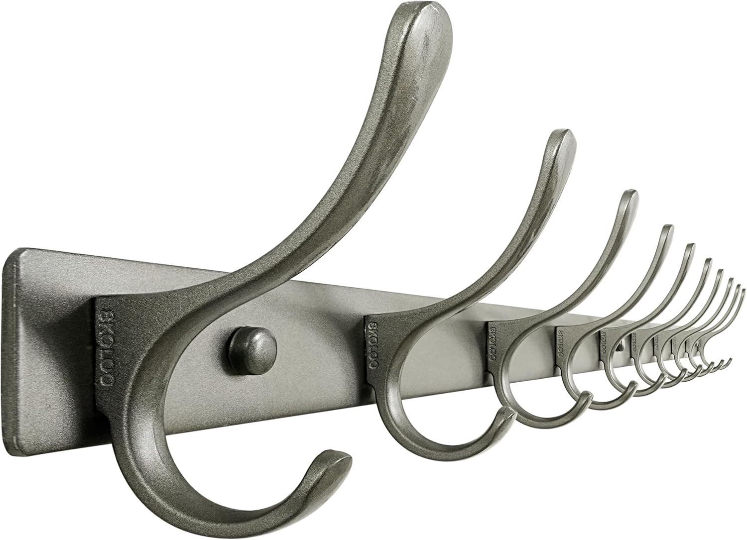SKOLOO Coat Rack Wall Mounted - 10 Hooks, Heavy Duty, Stainless Steel, Metal Wall Coat Hanger, Sturdy Wall Hooks for Hanging Jacket, Clothes, Hat, Matte Grey