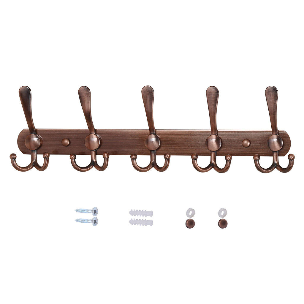 Dseap Coat Rack Wall Mount - 74cm Long 8-Tri-Hooks, Heavy Duty, Stainless Steel, Metal Coat Hanger Rail Wall Hooks for Coats Hats Clothing Clothes Purse Mudroom Entryway, Black