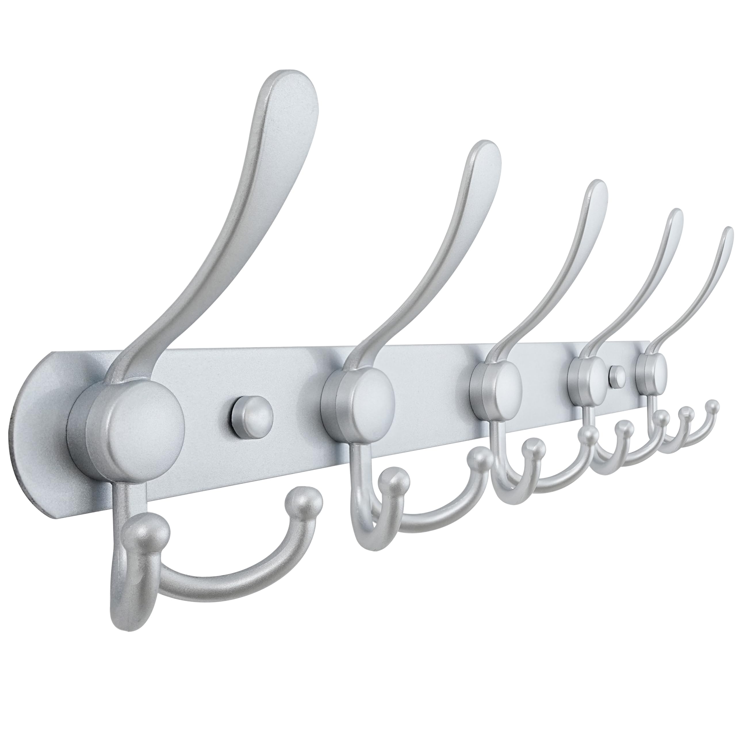 Dseap Coat Rack Wall Mount - 74cm Long 8-Tri-Hooks, Heavy Duty, Stainless Steel, Metal Coat Hanger Rail Wall Hooks for Coats Hats Clothing Clothes Purse Mudroom Entryway, Black