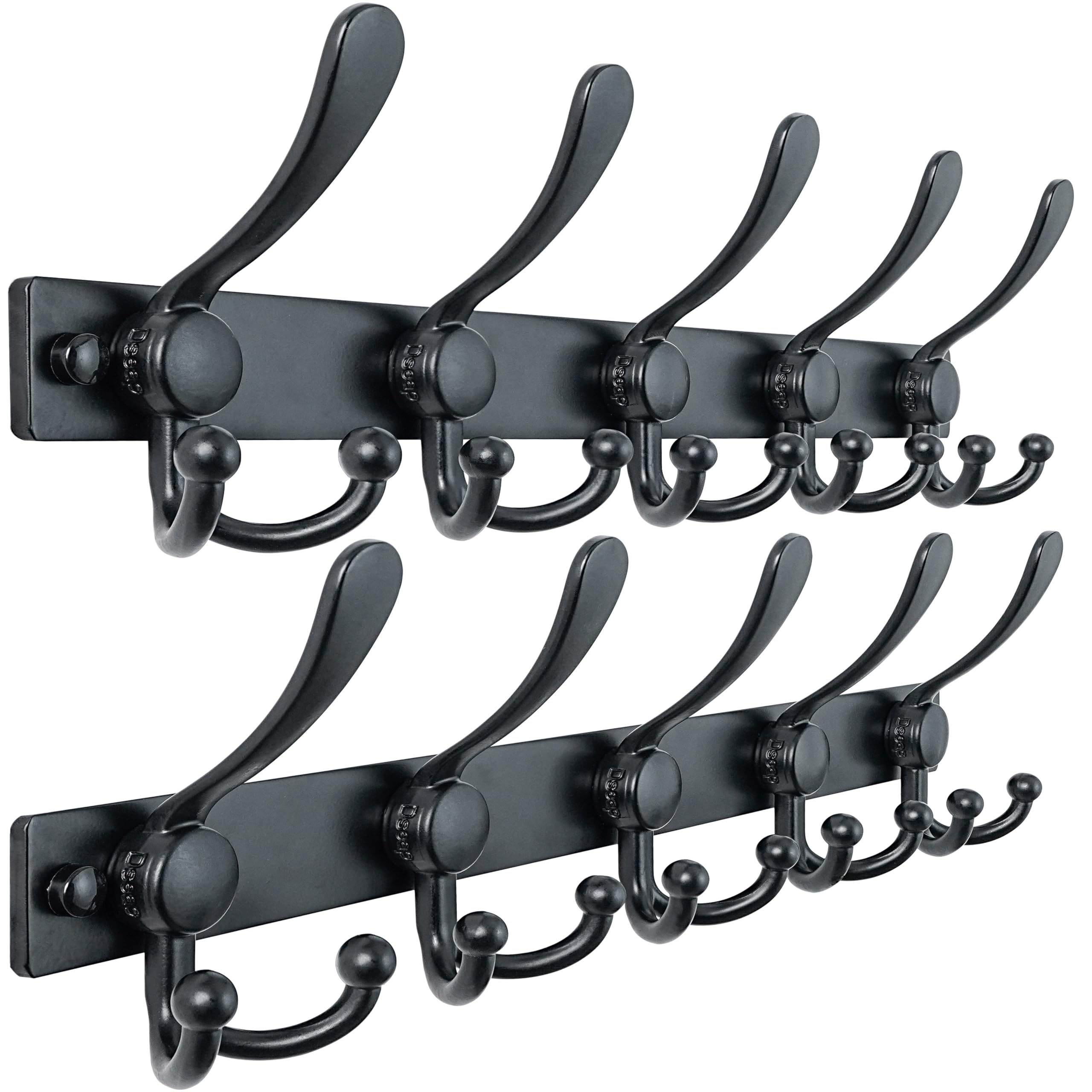 Dseap Coat Rack Wall Mount 2.0 Pro: Heavy Duty 300% Thicker, Stainless Steel Wall Coat Hooks Hanger for Clothes Jackets Hats Entryway Closet, MaxStrong Series, White, Pack of 2