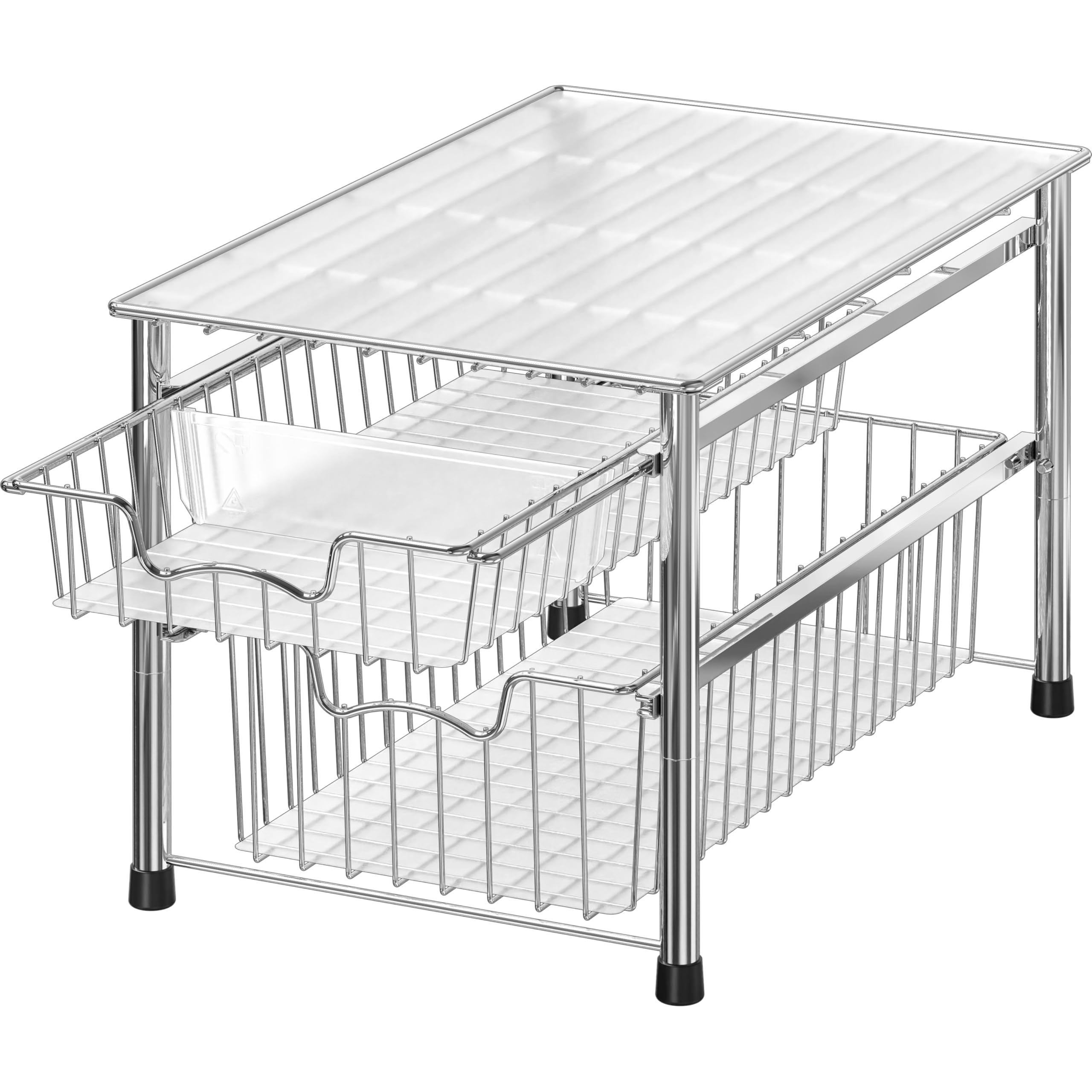 Simple Houseware Stackable 3 Tier Sliding Basket Organizer Drawer, White