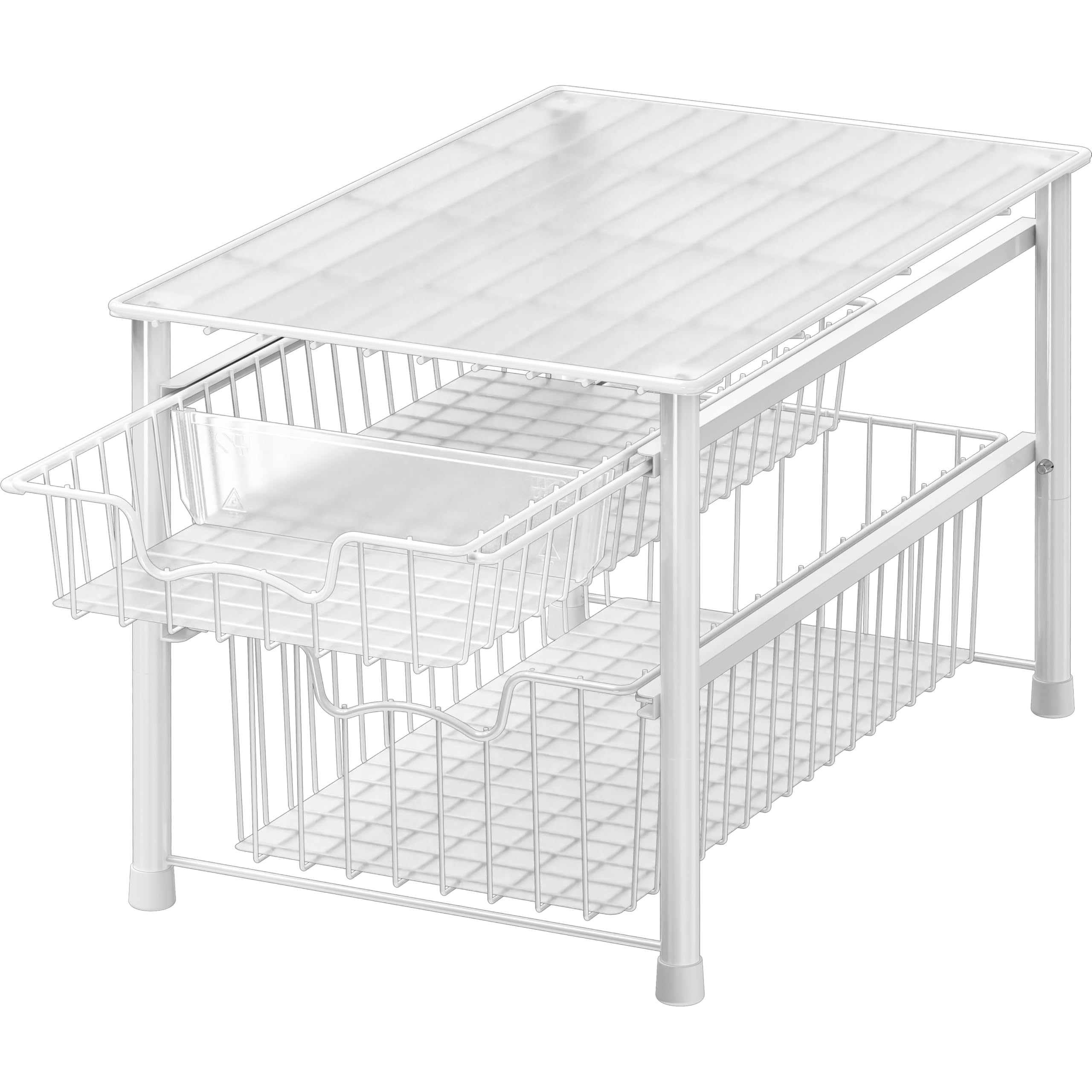 Simple Houseware Stackable 3 Tier Sliding Basket Organizer Drawer, White