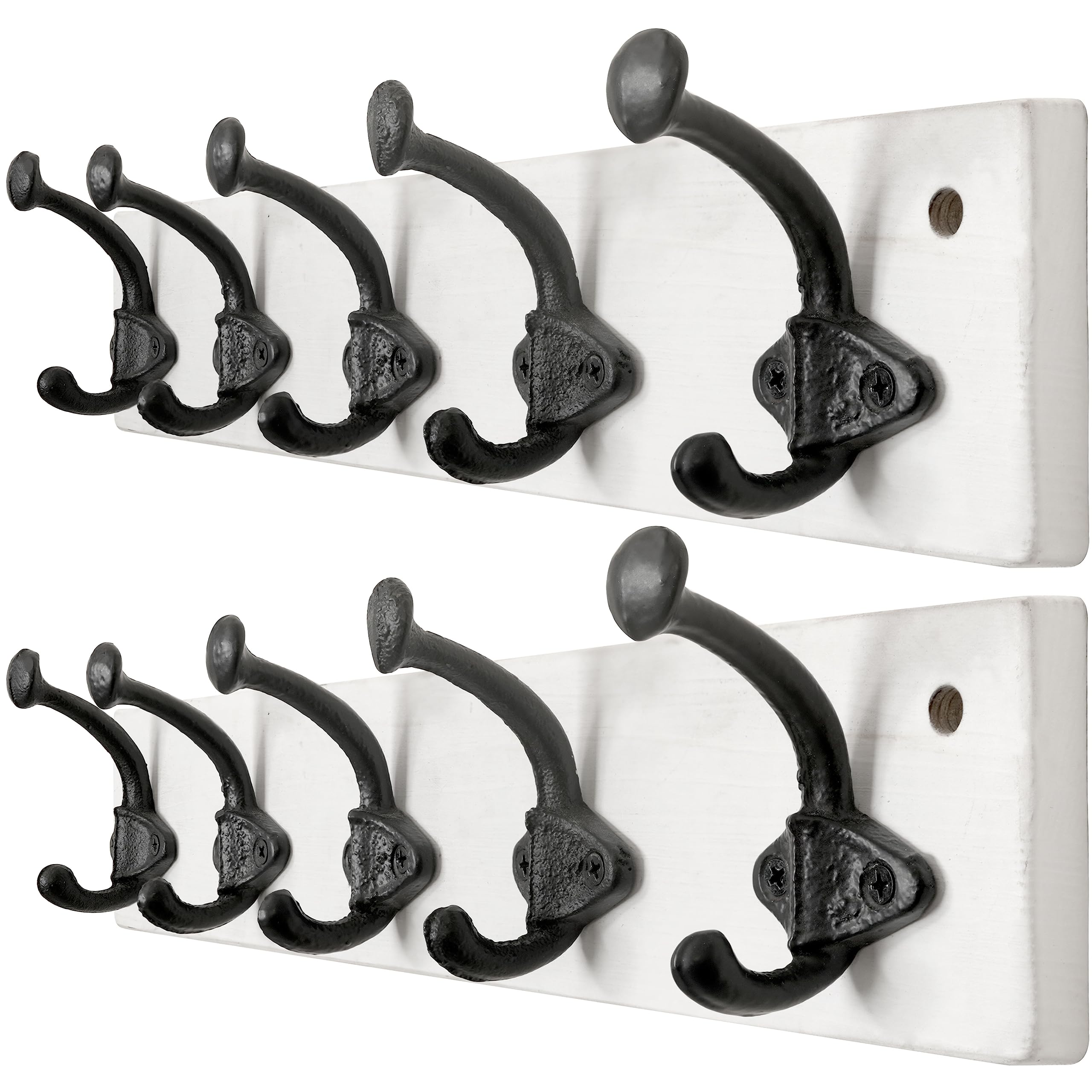 WEBI Rustic Coat Hooks Wall Mounted,5 Cast Iron Hooks,Coat Rack Wall Mounted Coat Hanger for Hanging Jacket,Clothes,White