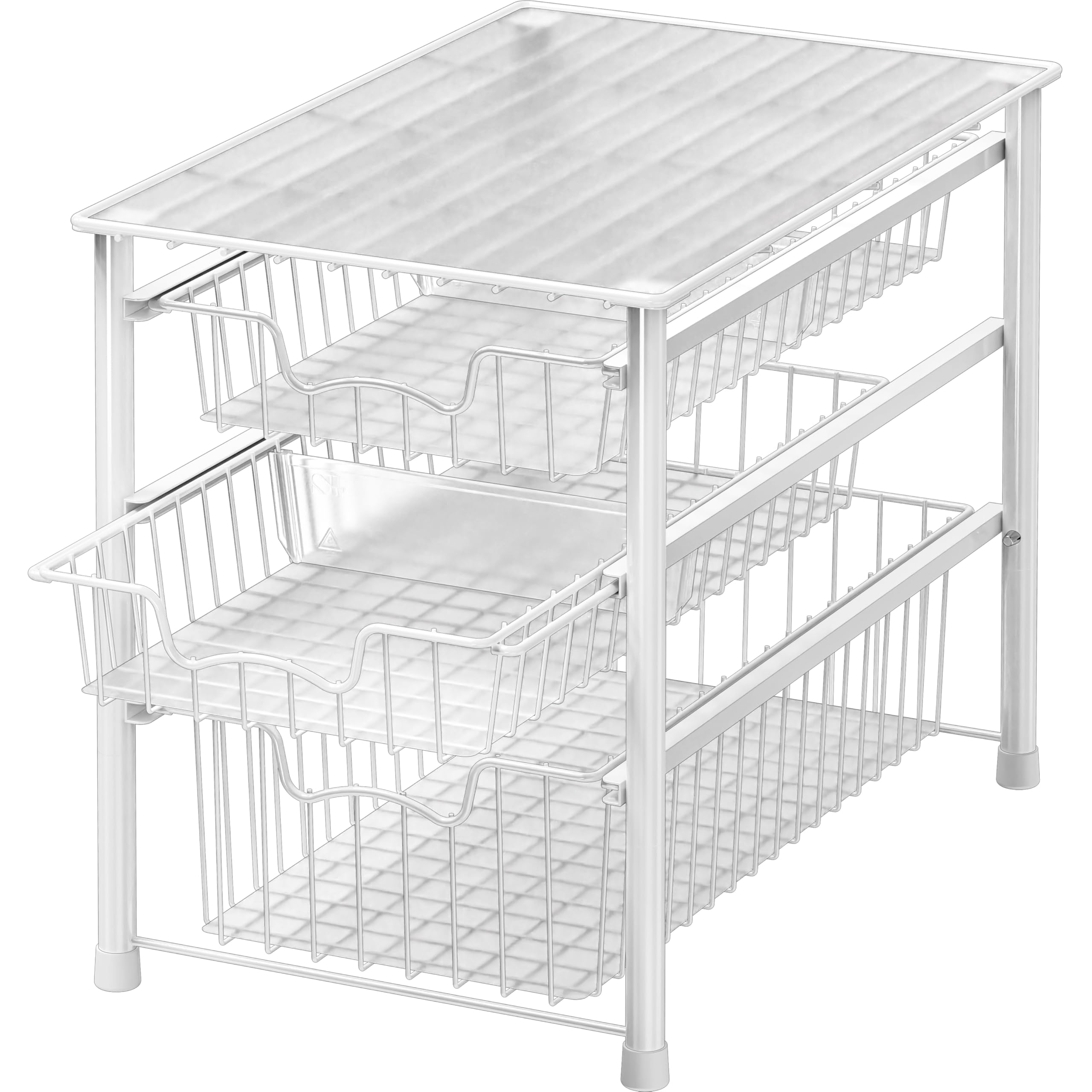 Simple Houseware Stackable 3 Tier Sliding Basket Organizer Drawer, White
