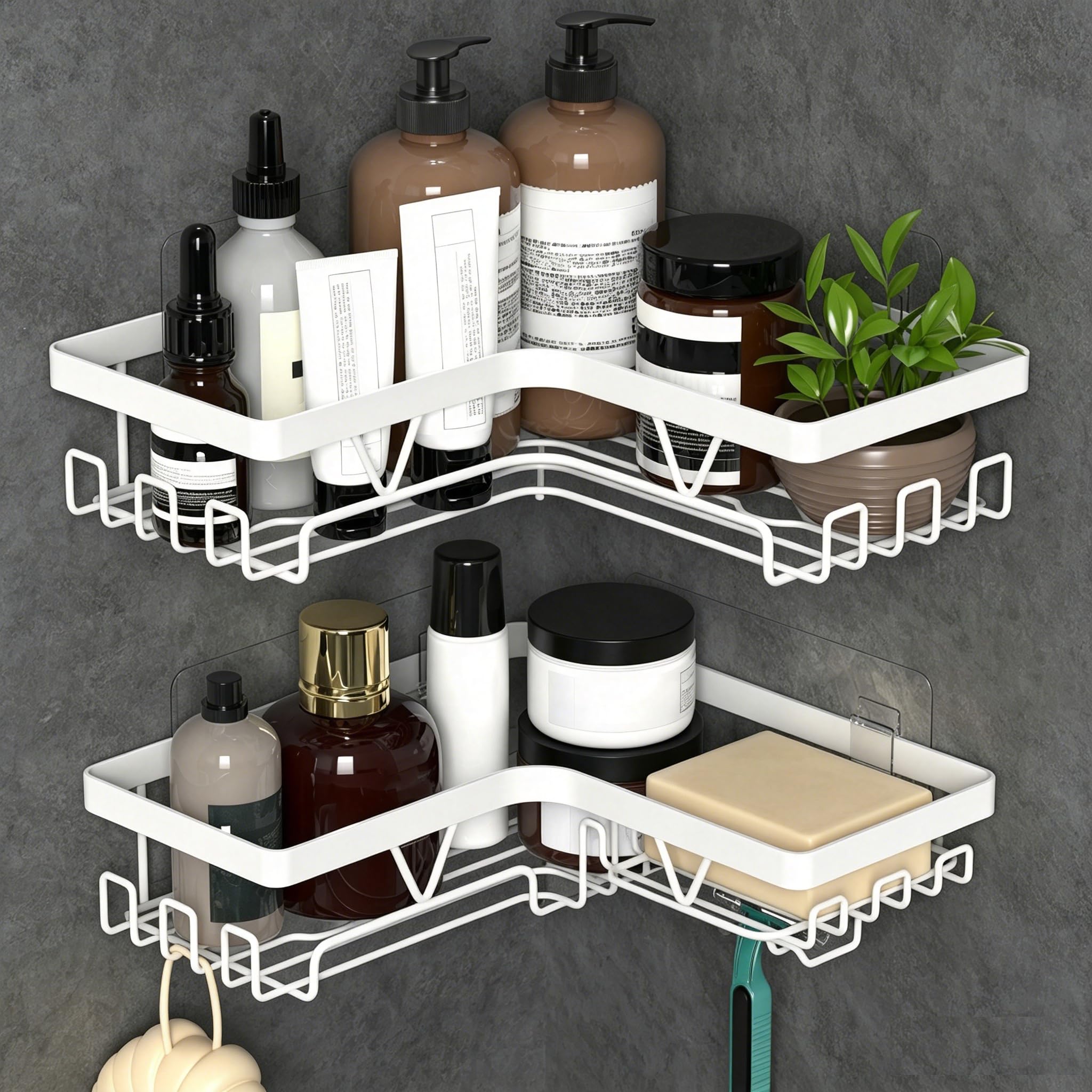 Kegii Telescopic Shower Caddy, 6 Tiers Corner Shower Shelf Adjustable Bathroom Storage Organiser Extendable Corner Bathroom Caddy, Black, No Drilling, Stainless Steel