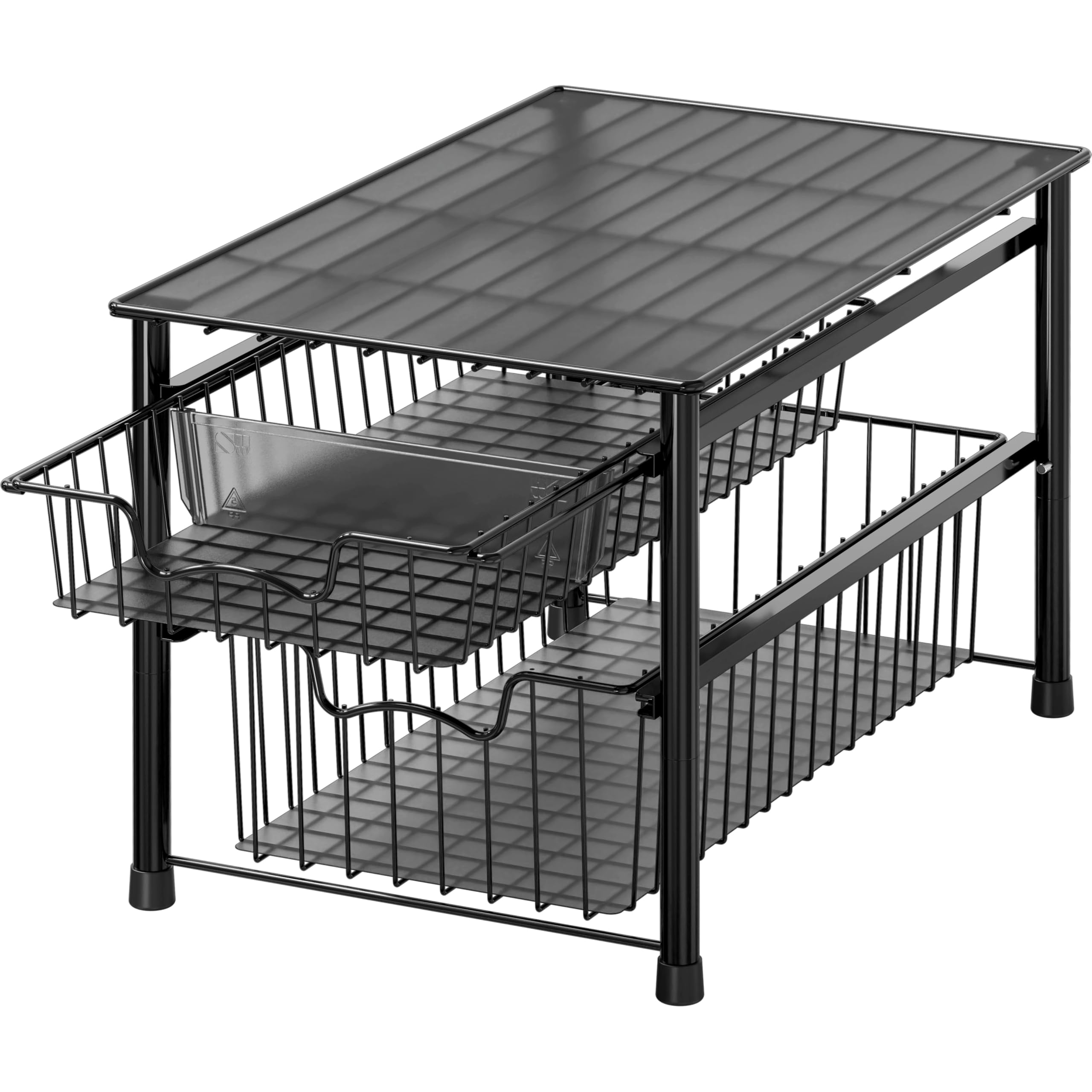 Simple Houseware Stackable 3 Tier Sliding Basket Organizer Drawer, White