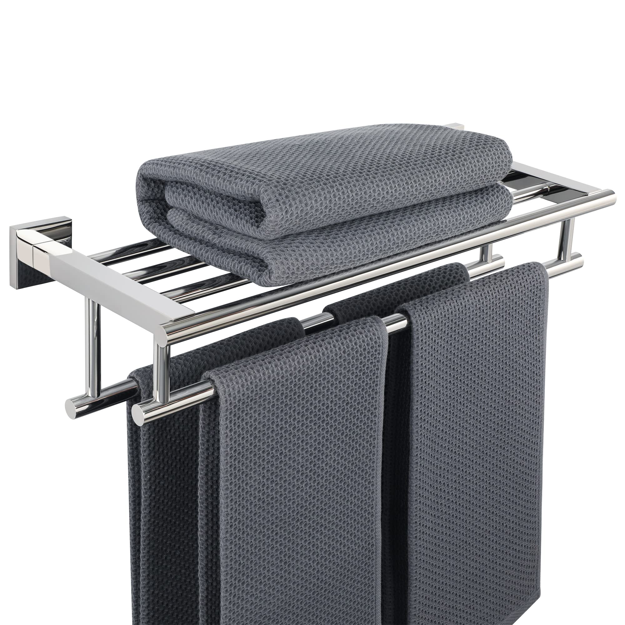 Sayayo Towel Rail Wall Mounted Chrome Bathroom Towel Shelf 16-Inch Towel Holder, SUS304 Stainless Steel Towel Rack, EGZ8040-C