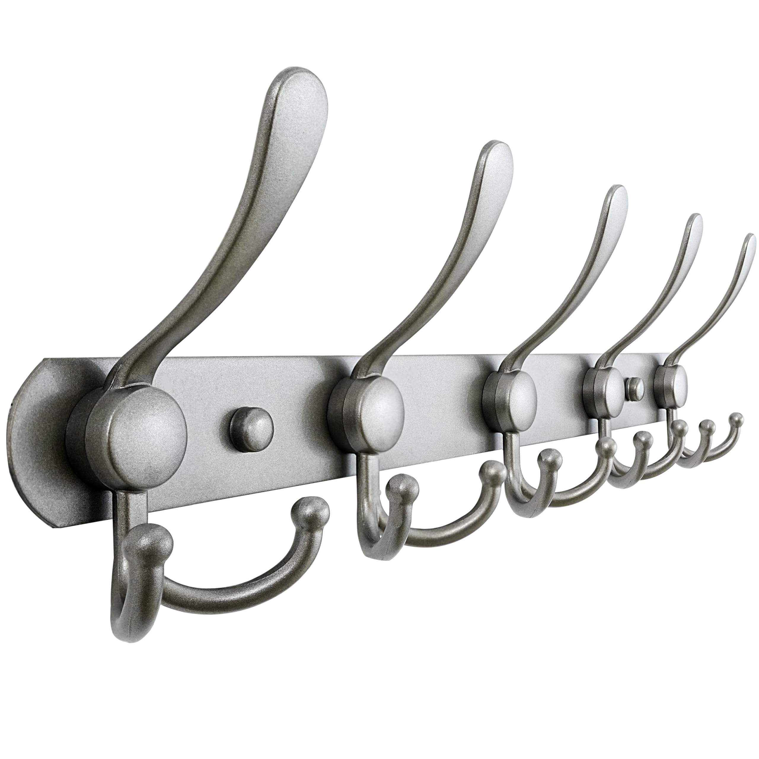 Dseap Coat Rack Wall Mount - 74cm Long 8-Tri-Hooks, Heavy Duty, Stainless Steel, Metal Coat Hanger Rail Wall Hooks for Coats Hats Clothing Clothes Purse Mudroom Entryway, Black
