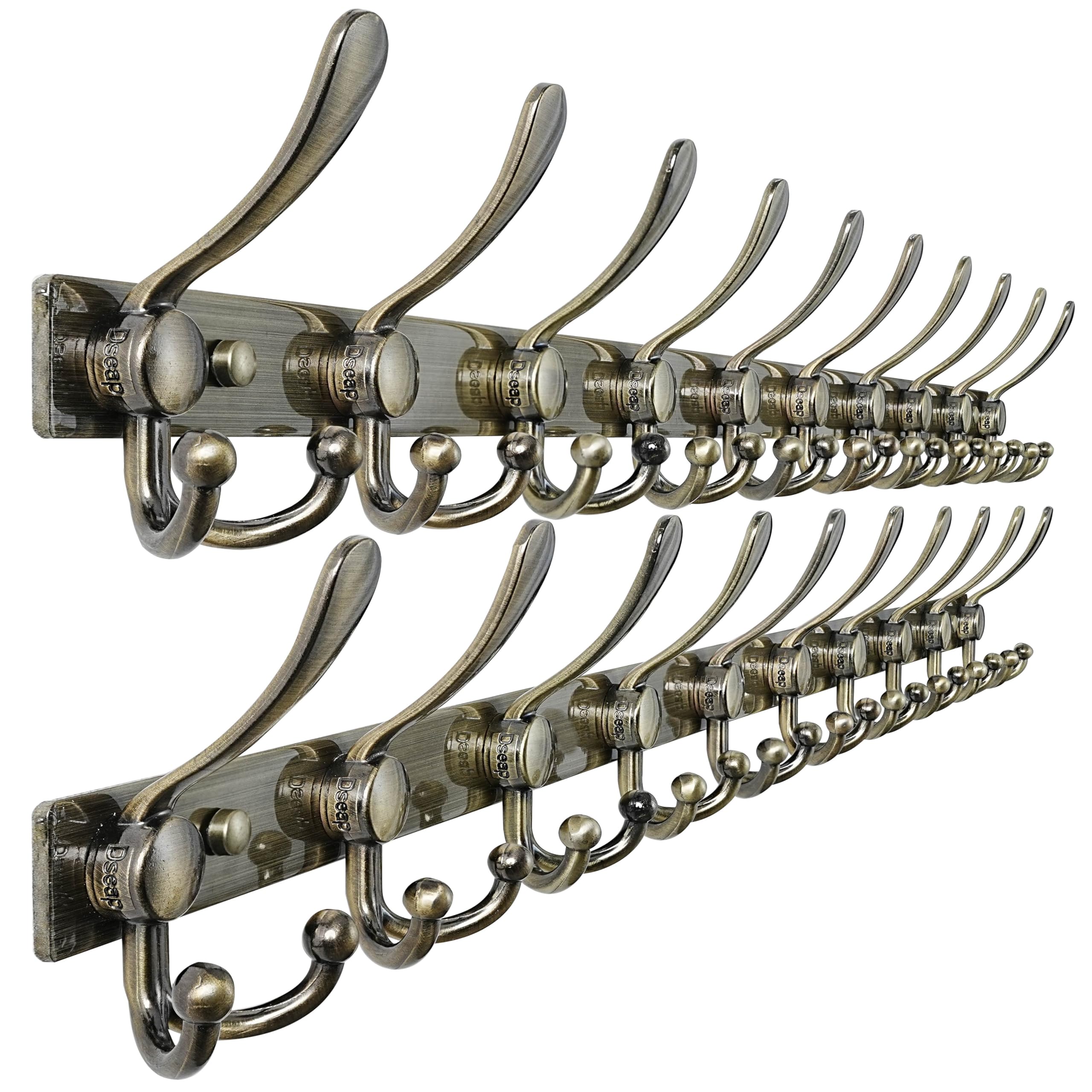 Dseap Coat Rack Wall Mount 2.0 Pro: Heavy Duty 300% Thicker, Stainless Steel Wall Coat Hooks Hanger for Clothes Jackets Hats Entryway Closet, MaxStrong Series, White, Pack of 2