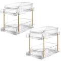 LAREKUN4pack 2-Tier Organizer & Storage Unit Stackable Bathroom Cabinet Organizer Pull-Out Kitchen Pantry Organizer & Storage System Suitable for Countertops, Pantries, Kitchens, Bathrooms