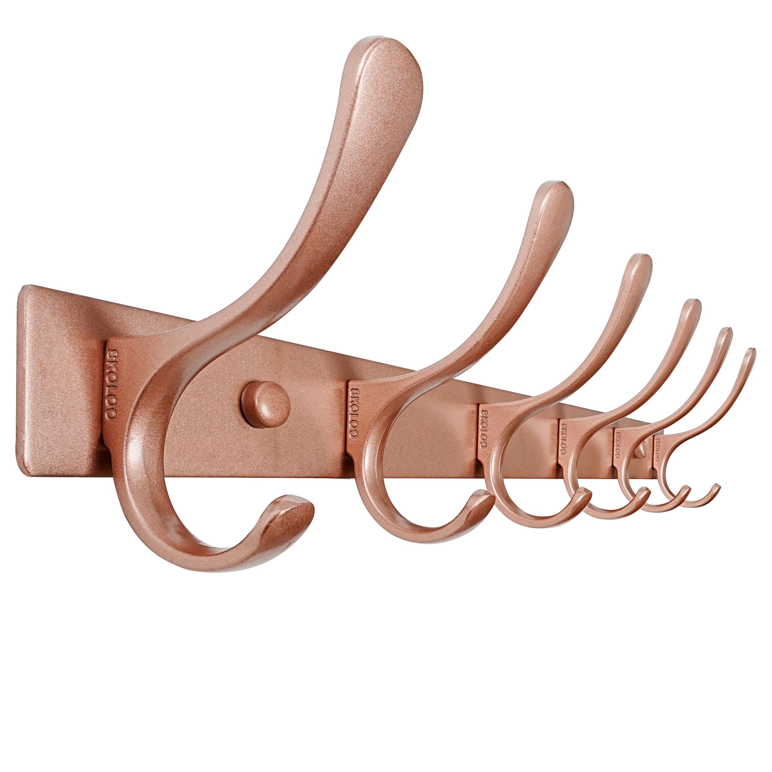 SKOLOO Coat Rack Wall Mounted - 10 Hooks, Heavy Duty, Stainless Steel, Metal Wall Coat Hanger, Sturdy Wall Hooks for Hanging Jacket, Clothes, Hat, Matte Grey