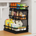 Under Sink Organizer and Storage for Bathroom and Kitchen - 2 Pack 3 Tier Under Cabinet Pull Out Shelf Organizers - Slide Out Drawer Organization for Home Cabinets Shelves and Drawers