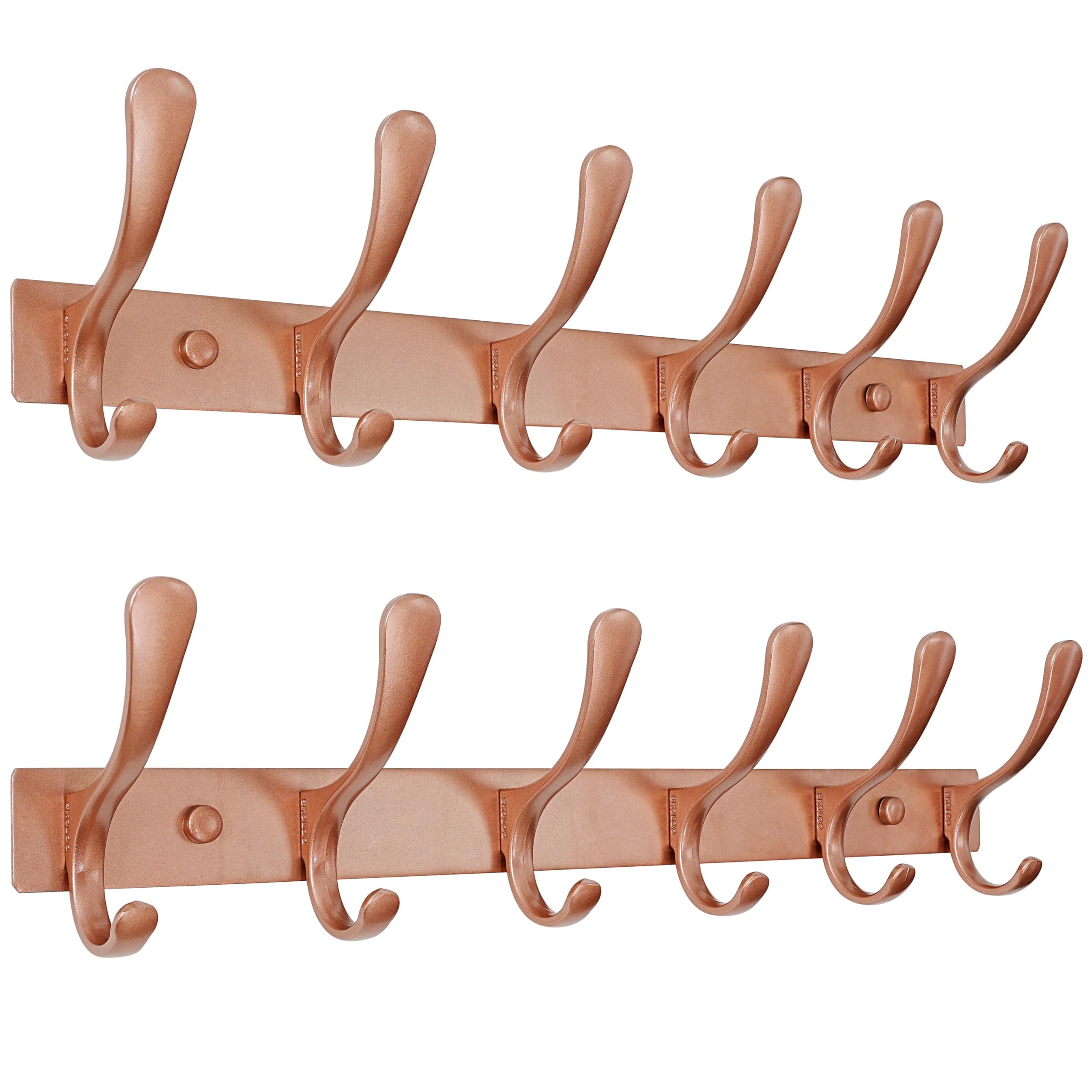 SKOLOO Coat Rack Wall Mounted - 10 Hooks, Heavy Duty, Stainless Steel, Metal Wall Coat Hanger, Sturdy Wall Hooks for Hanging Jacket, Clothes, Hat, Matte Grey