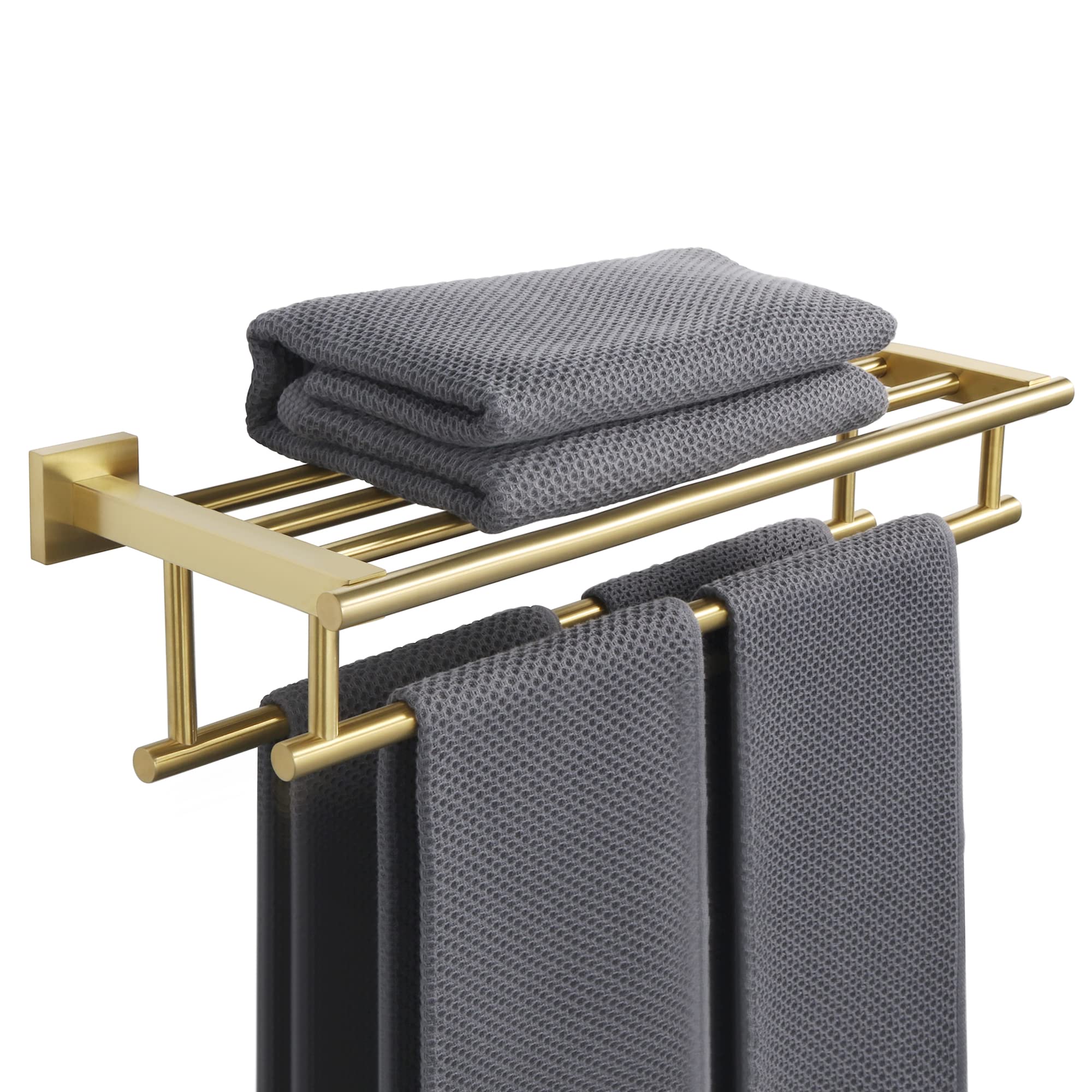 Sayayo Towel Rail Wall Mounted Chrome Bathroom Towel Shelf 16-Inch Towel Holder, SUS304 Stainless Steel Towel Rack, EGZ8040-C