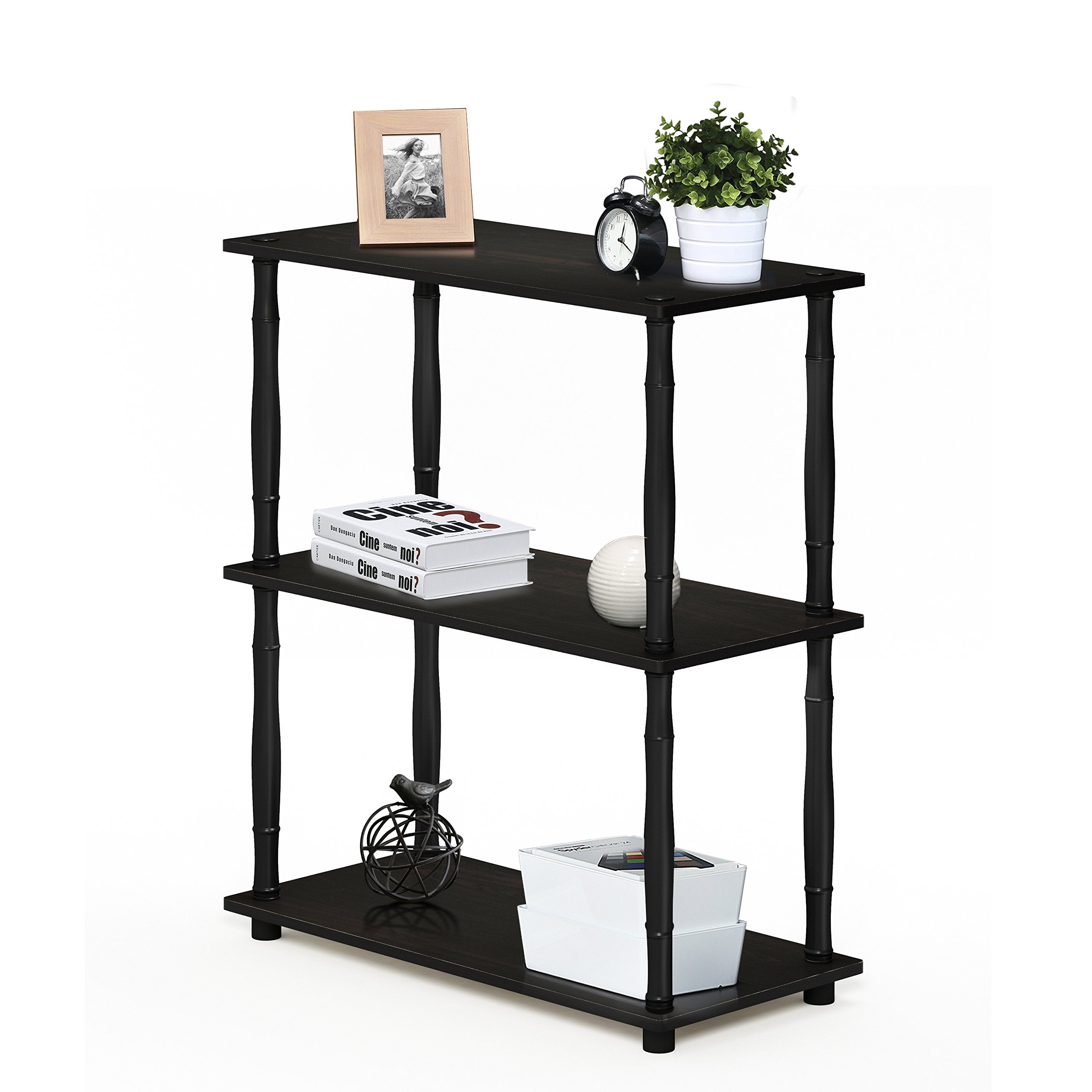Furinno TURN-N-TUBE Storage Shelves, 3-Tier Book Shelf, Corner Shelf, Toolless Open Shelves, for Organization and Storage, Living Room, Garage, Home Office, Beech