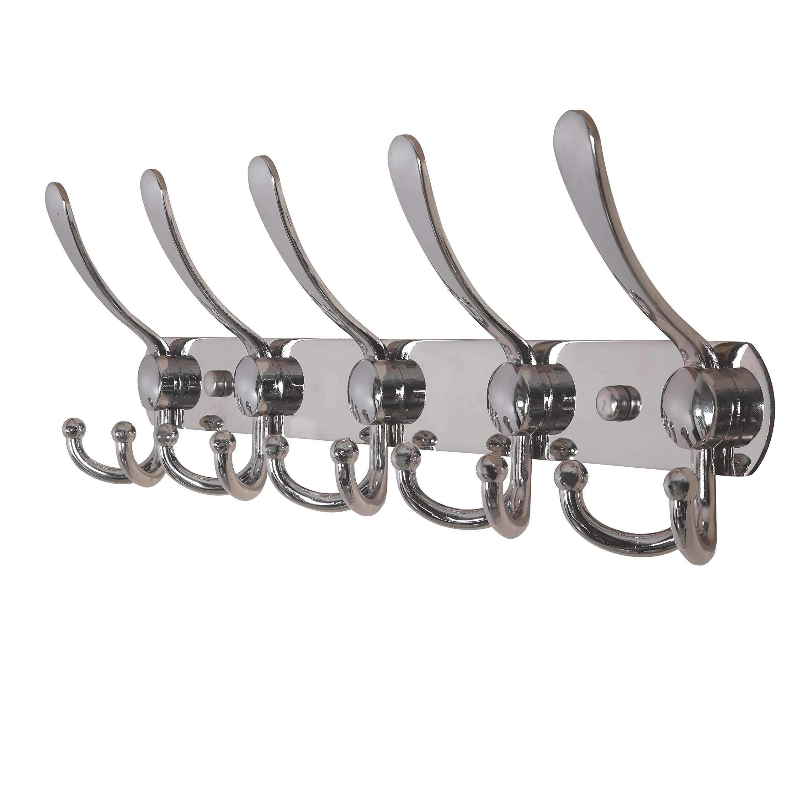 Dseap Coat Rack Wall Mount - 74cm Long 8-Tri-Hooks, Heavy Duty, Stainless Steel, Metal Coat Hanger Rail Wall Hooks for Coats Hats Clothing Clothes Purse Mudroom Entryway, Black