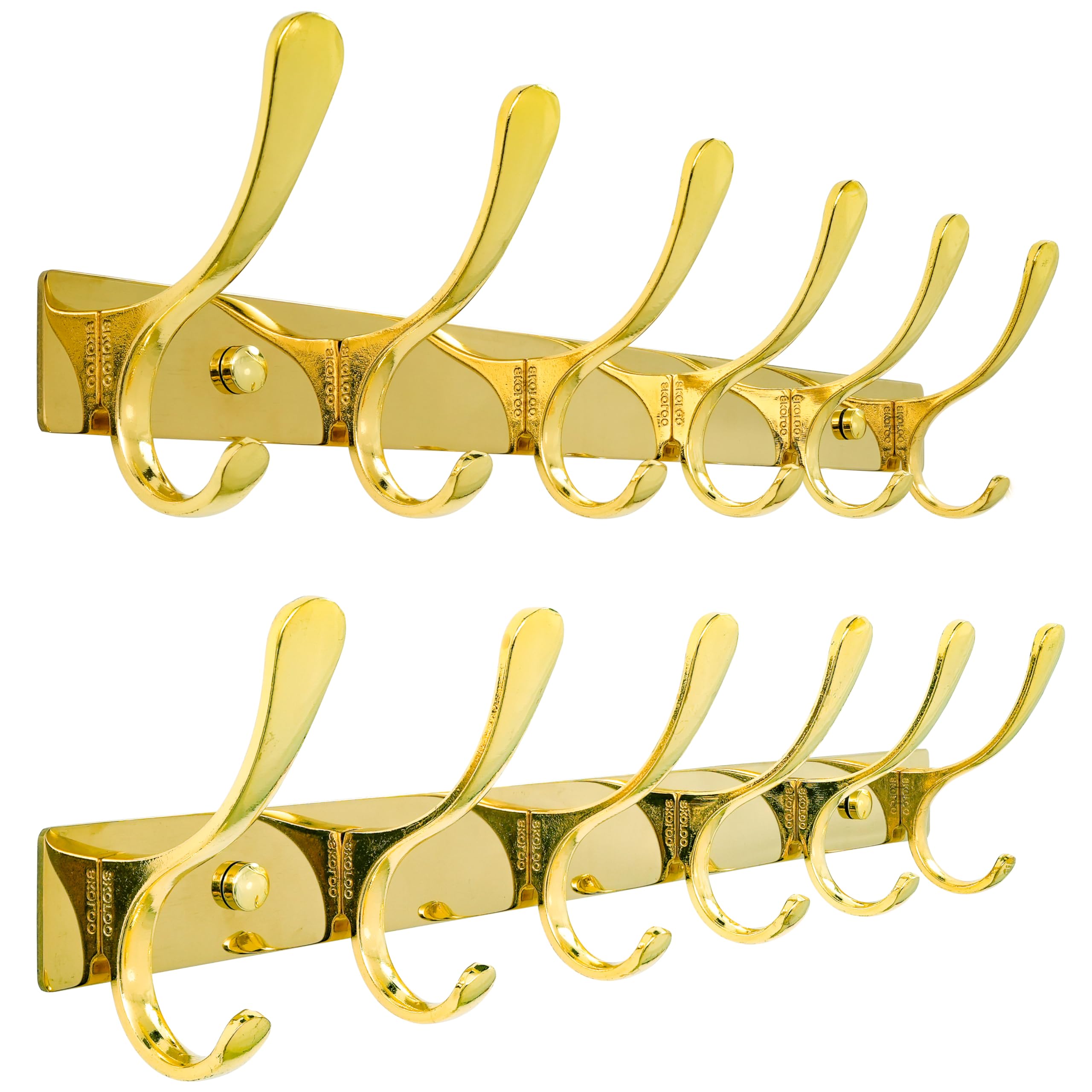 SKOLOO Coat Rack Wall Mounted - 10 Hooks, Heavy Duty, Stainless Steel, Metal Wall Coat Hanger, Sturdy Wall Hooks for Hanging Jacket, Clothes, Hat, Matte Grey