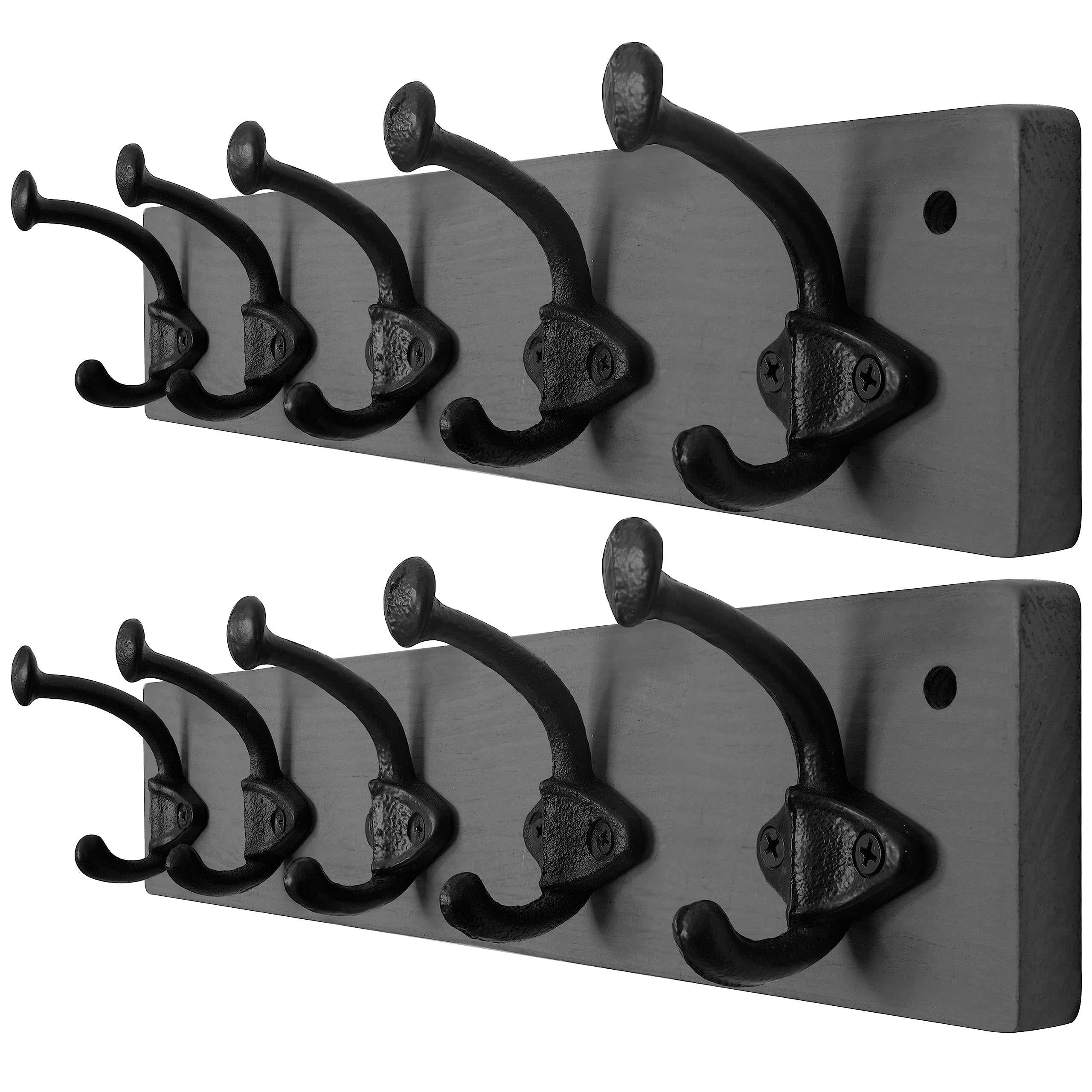 WEBI Rustic Coat Hooks Wall Mounted,5 Cast Iron Hooks,Coat Rack Wall Mounted Coat Hanger for Hanging Jacket,Clothes,White