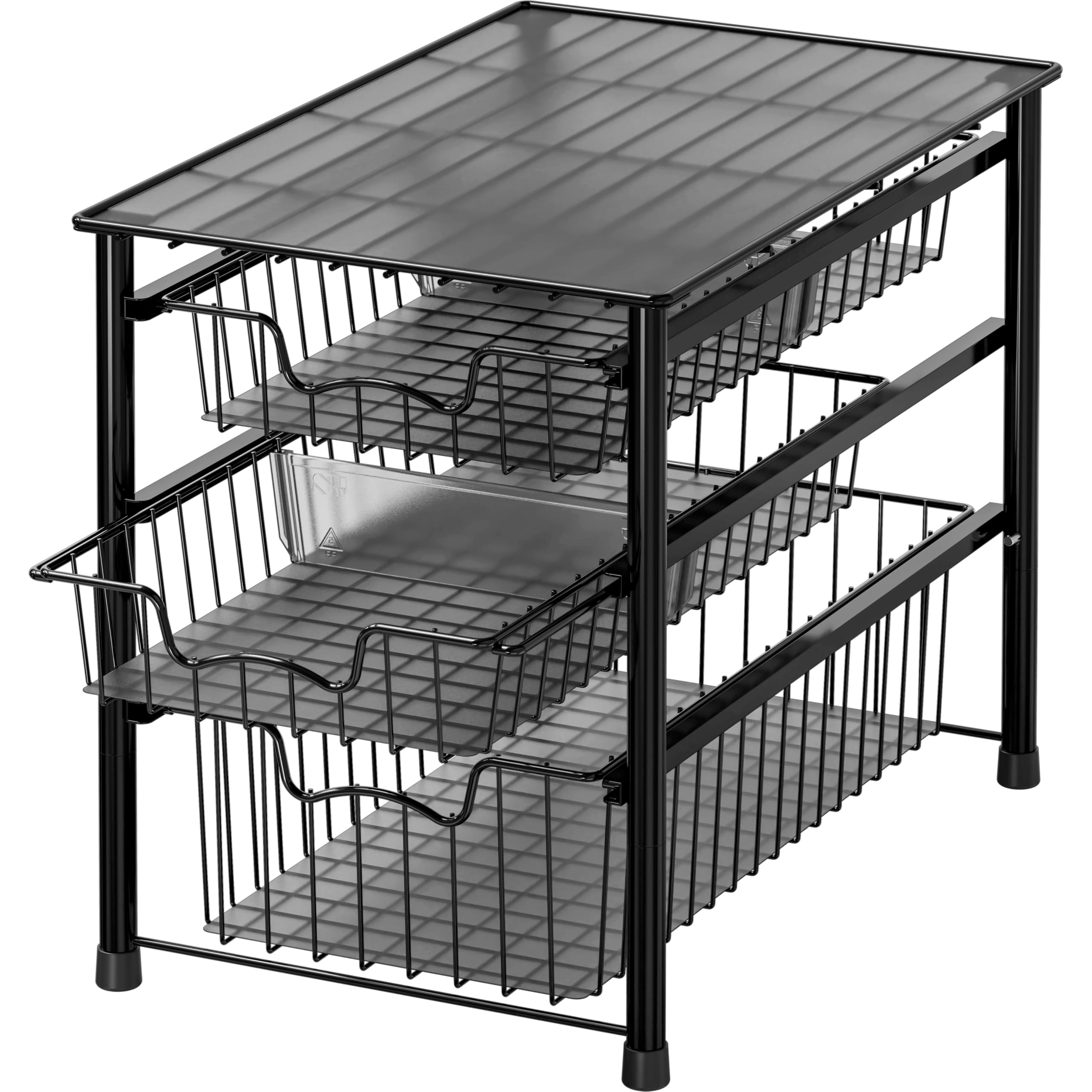 Simple Houseware Stackable 3 Tier Sliding Basket Organizer Drawer, White