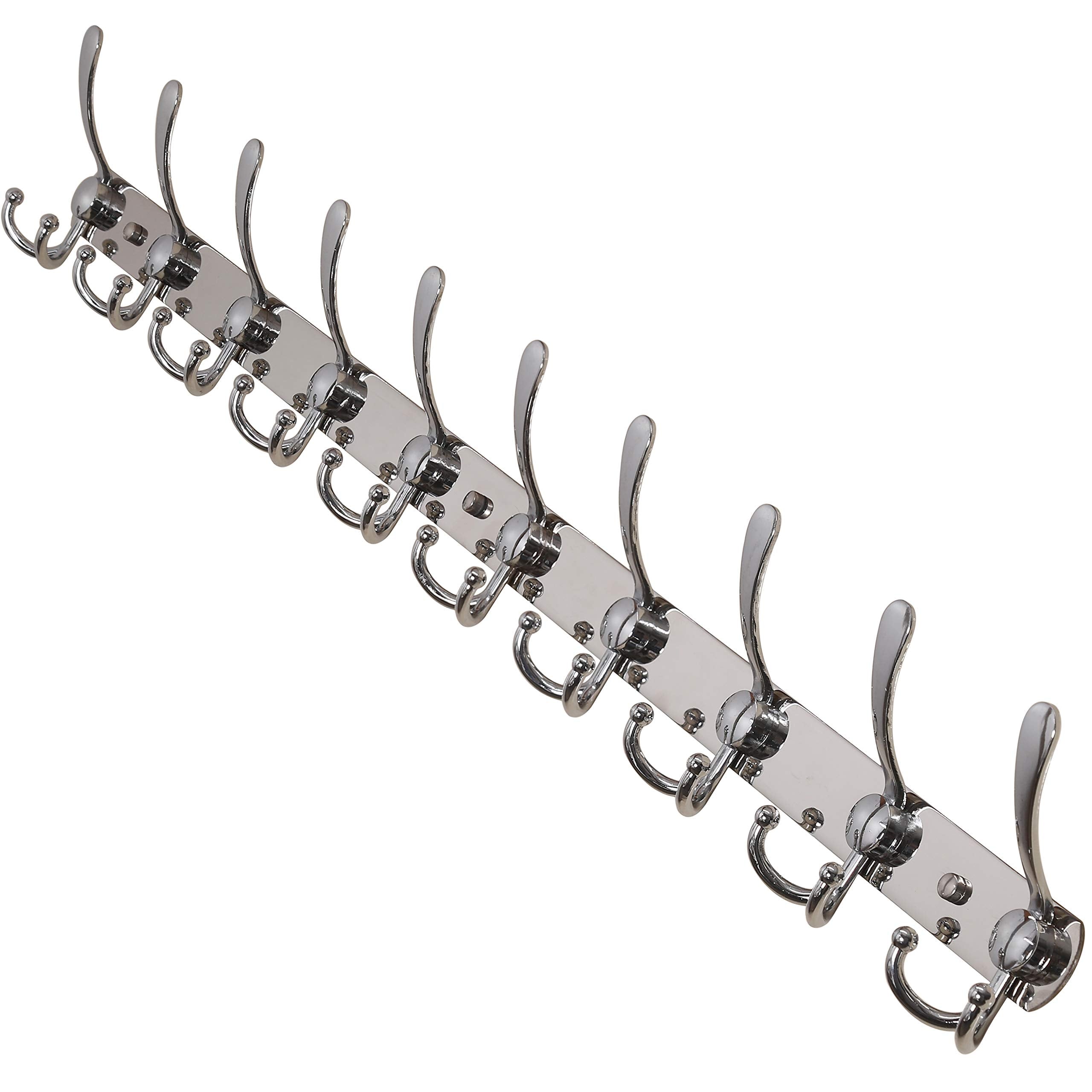 Dseap Coat Rack Wall Mount - 74cm Long 8-Tri-Hooks, Heavy Duty, Stainless Steel, Metal Coat Hanger Rail Wall Hooks for Coats Hats Clothing Clothes Purse Mudroom Entryway, Black