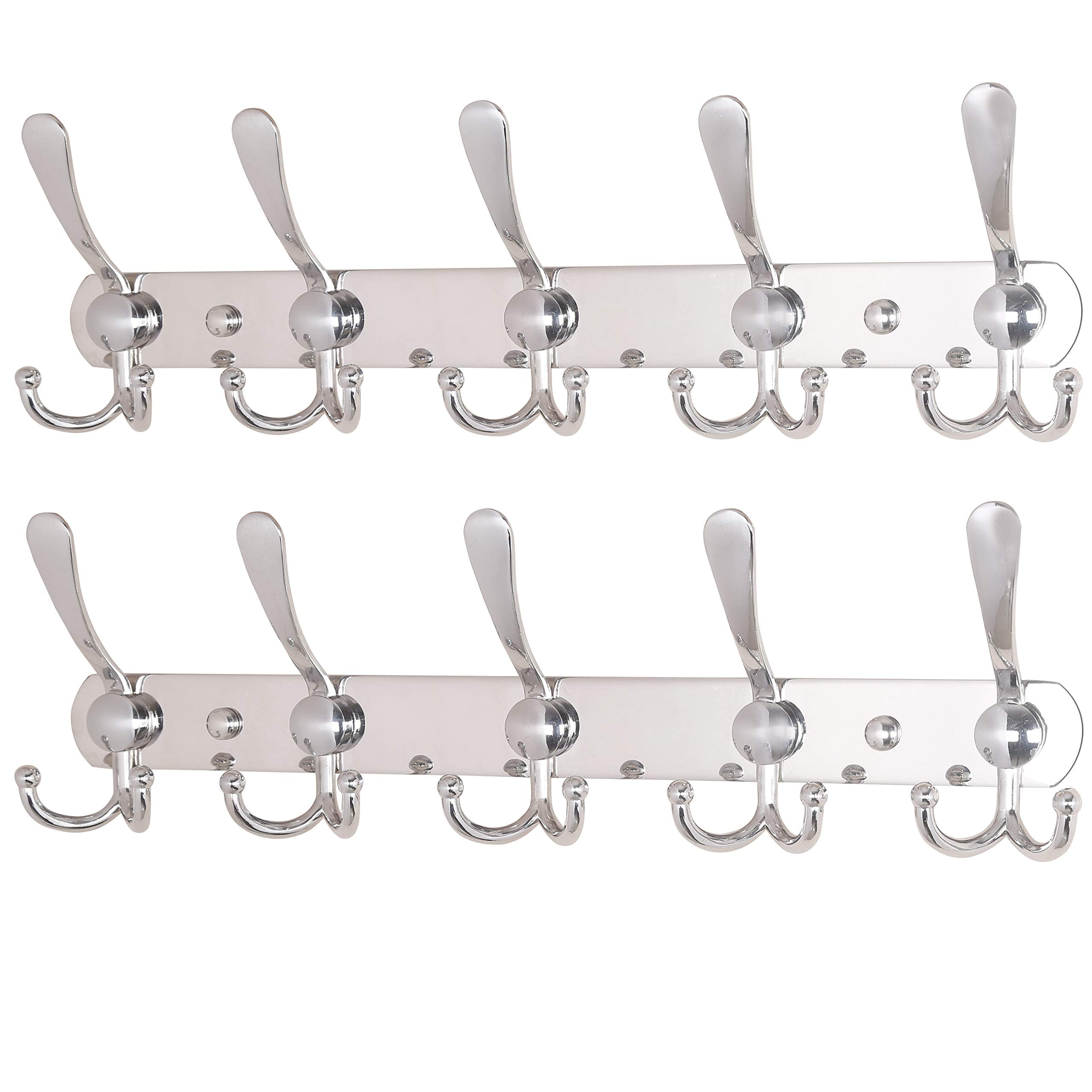 Dseap Coat Rack Wall Mount - 74cm Long 8-Tri-Hooks, Heavy Duty, Stainless Steel, Metal Coat Hanger Rail Wall Hooks for Coats Hats Clothing Clothes Purse Mudroom Entryway, Black