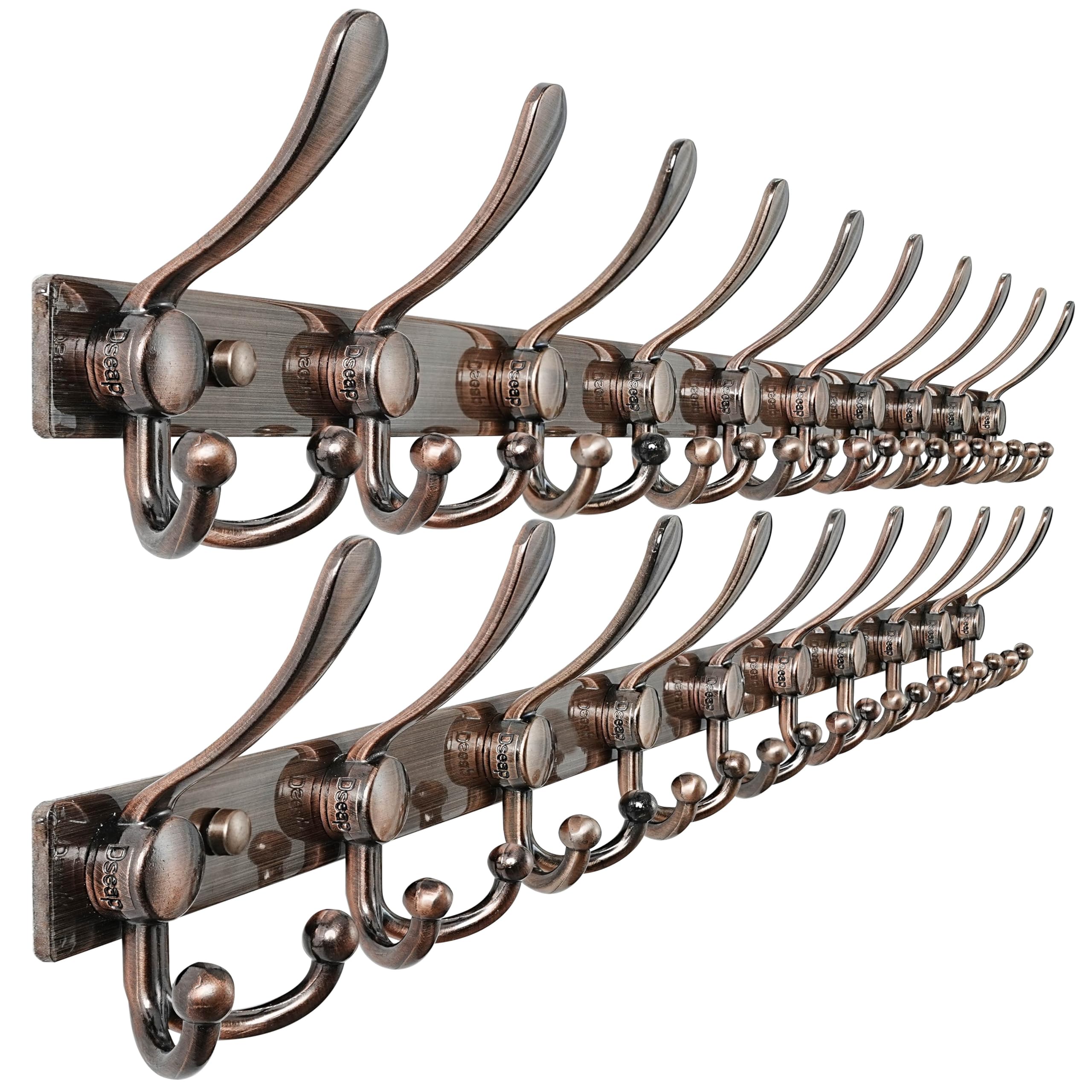 Dseap Coat Rack Wall Mount 2.0 Pro: Heavy Duty 300% Thicker, Stainless Steel Wall Coat Hooks Hanger for Clothes Jackets Hats Entryway Closet, MaxStrong Series, White, Pack of 2