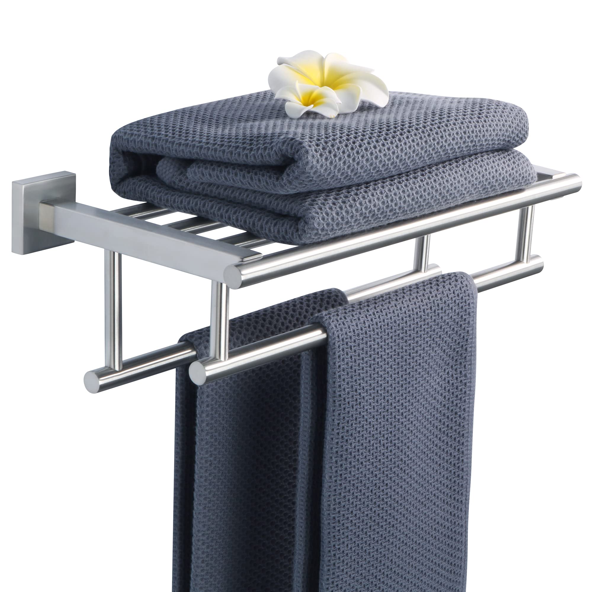 Sayayo Towel Rail Wall Mounted Chrome Bathroom Towel Shelf 16-Inch Towel Holder, SUS304 Stainless Steel Towel Rack, EGZ8040-C